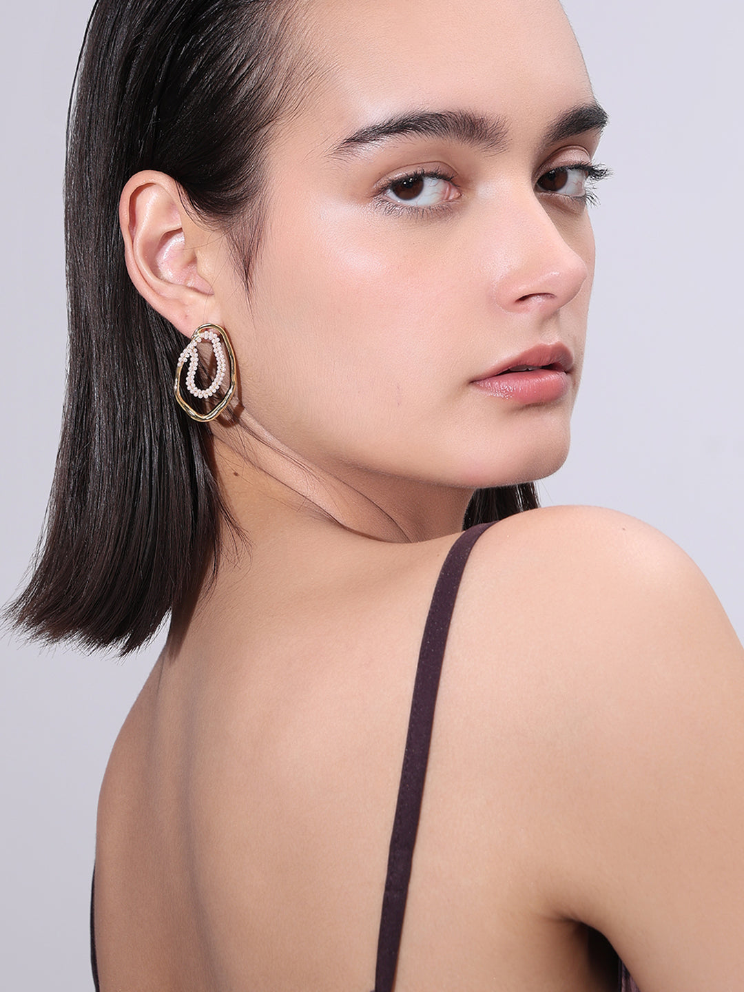 Gold-Tone Pearl Detail Earrings