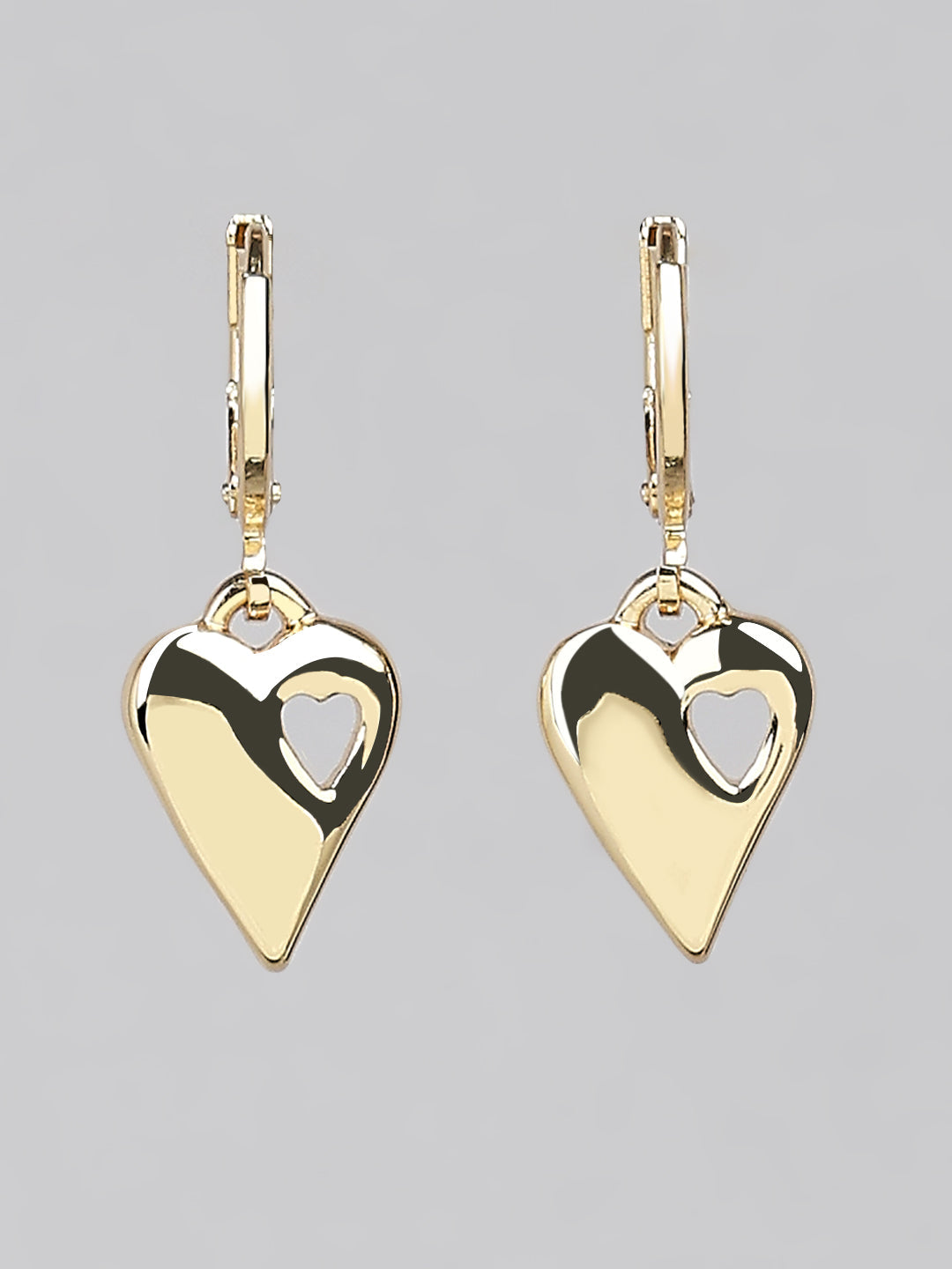 Gold-Tone Heart Drop Earrings