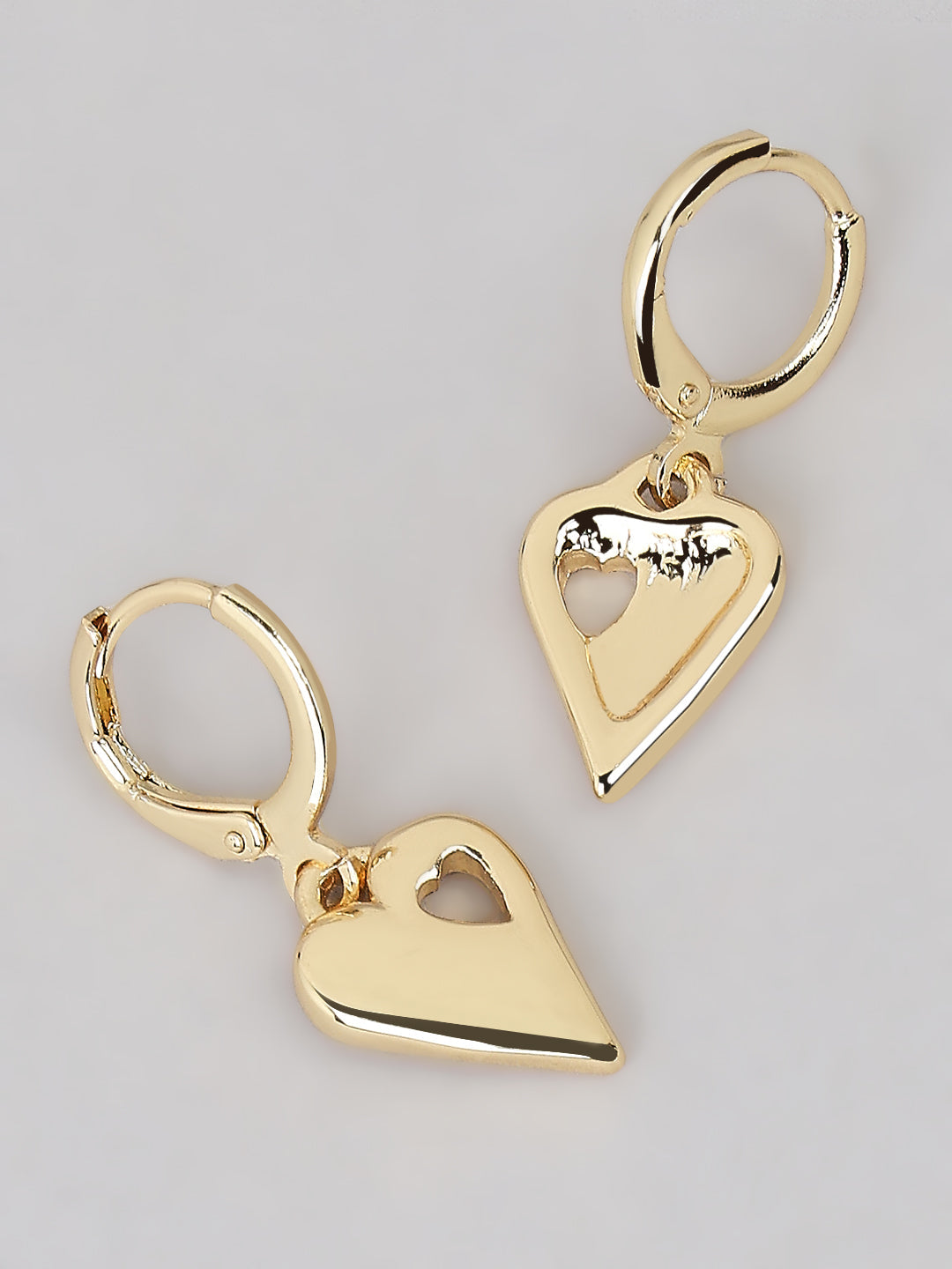 Gold-Tone Heart Drop Earrings