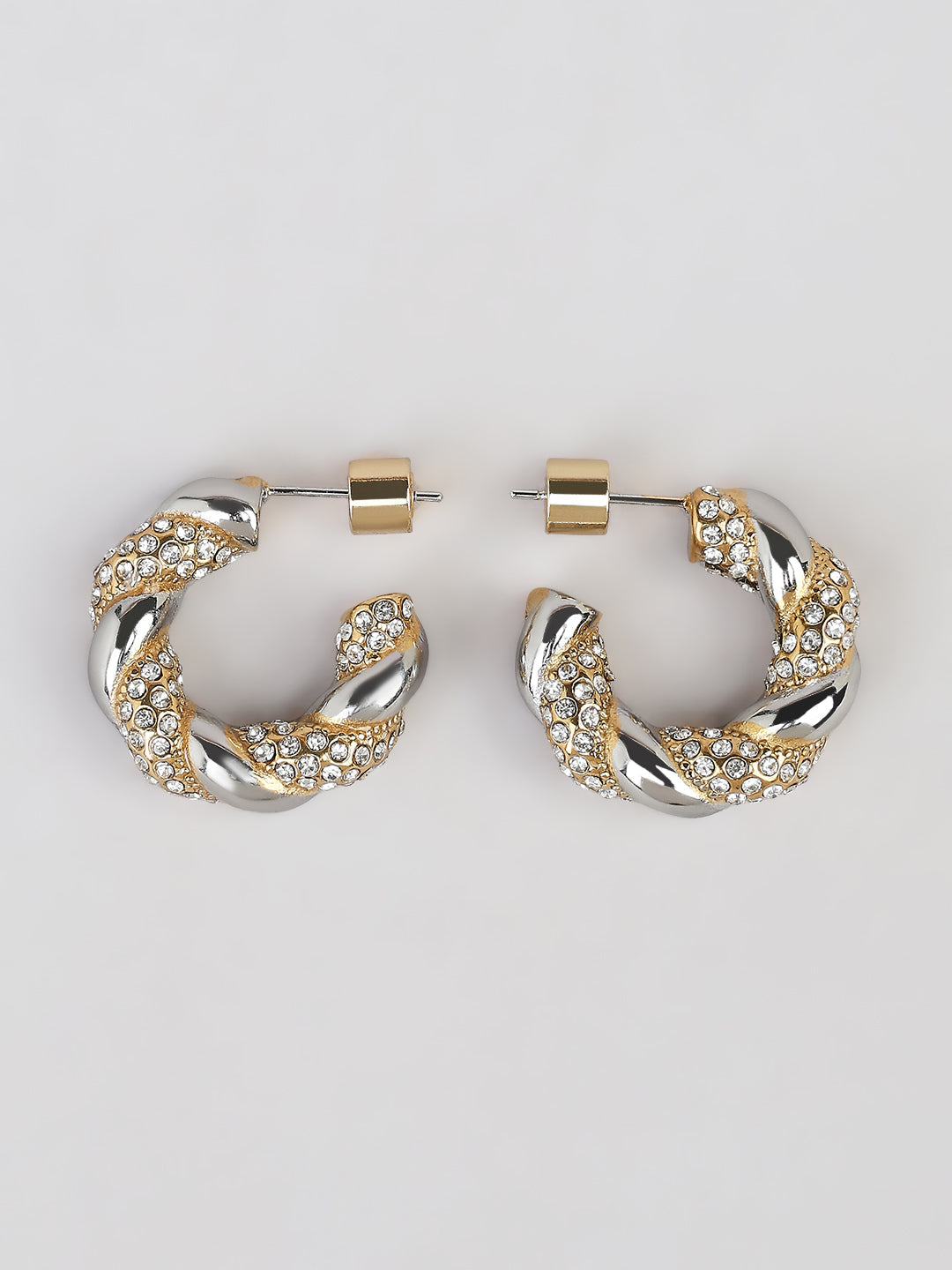 Two-Tone Crystal Hoop Earrings