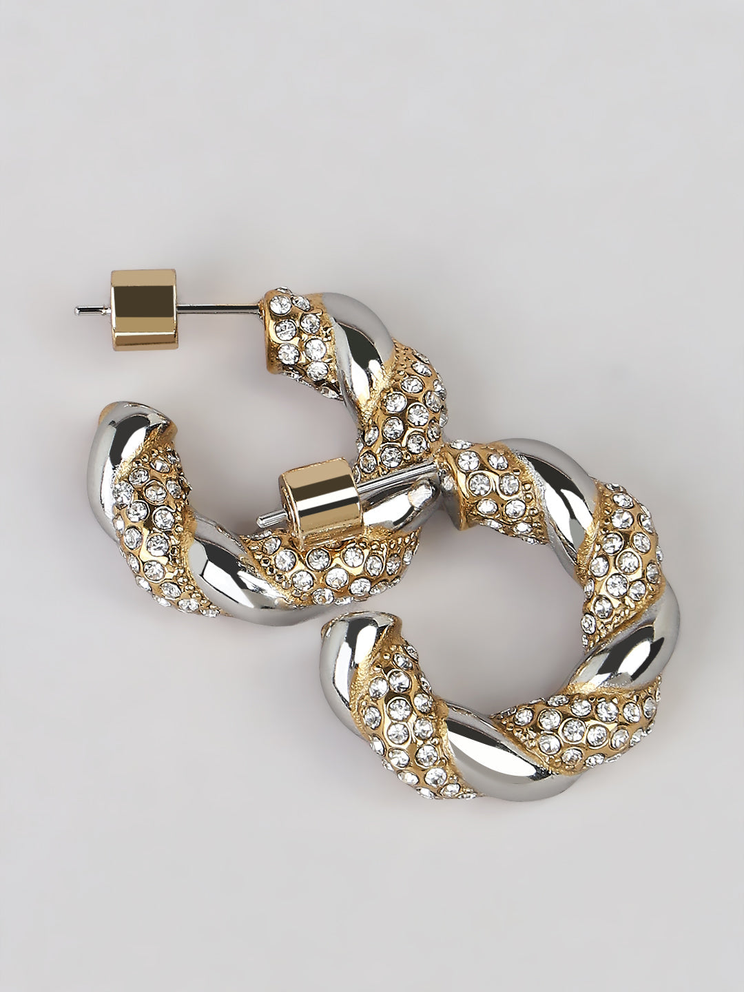 Two-Tone Crystal Hoop Earrings