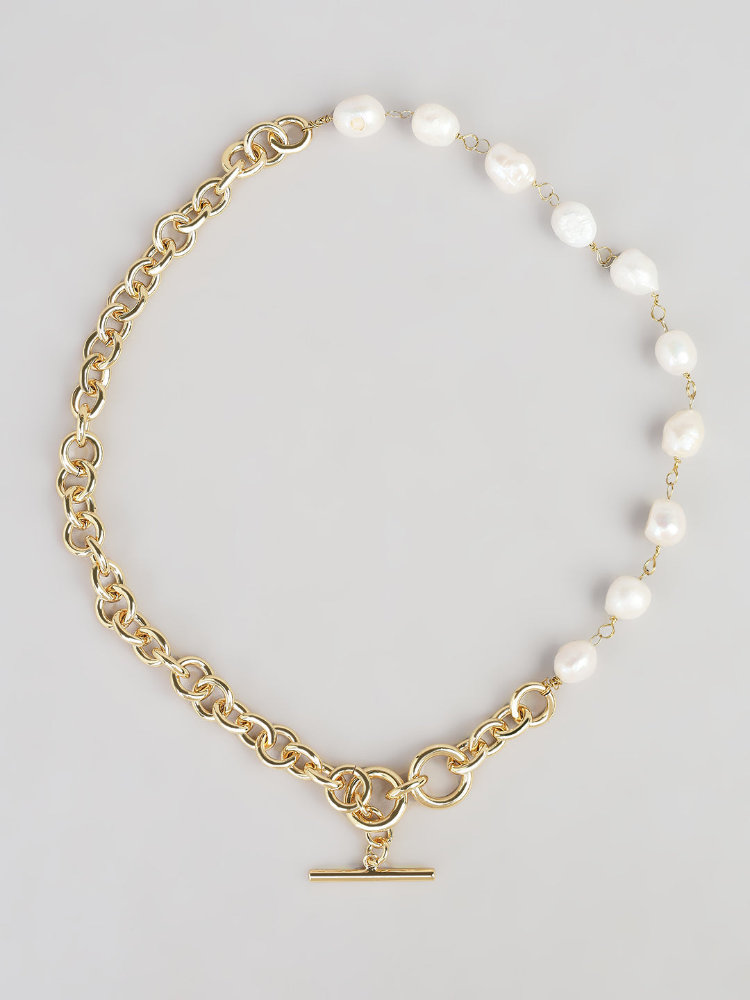 Gold-Tone Pearl & Chain Necklace