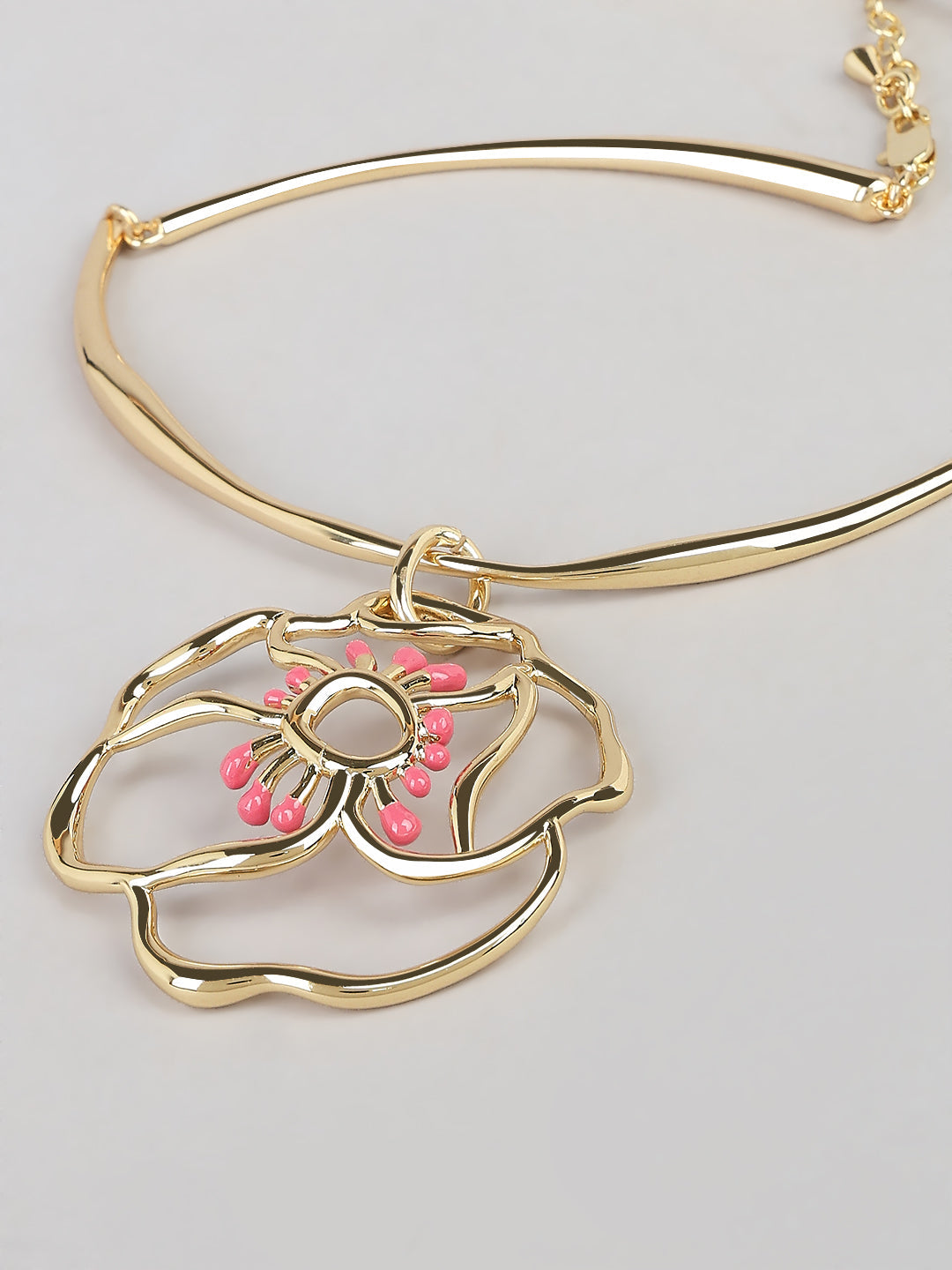 Gold-Tone Floral Pendant Necklace
