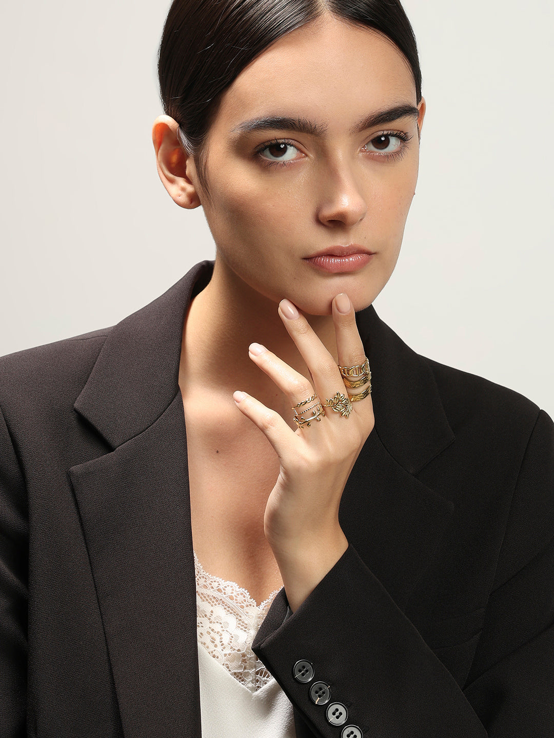 Gold-tone multi-ring set