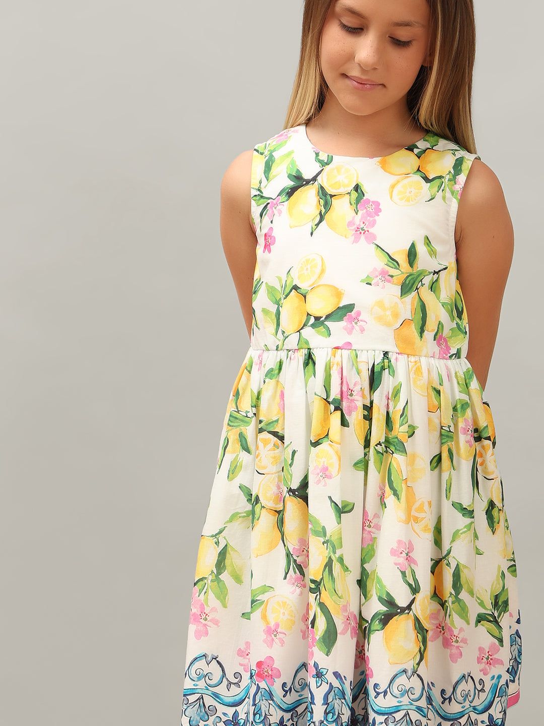 GIRL Lemon Printed Cotton Dress