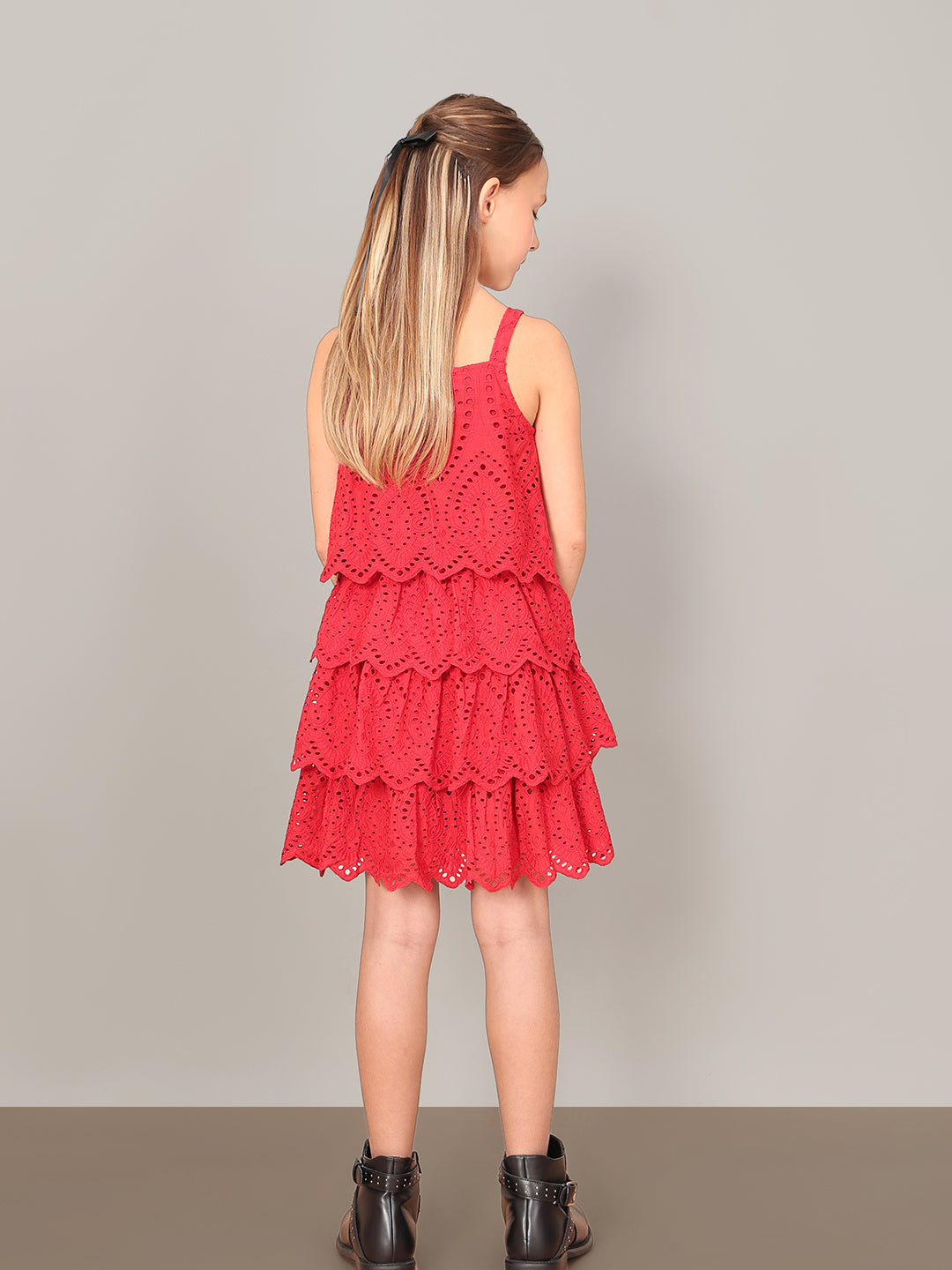 GIRL Red Lace Cotton Dress