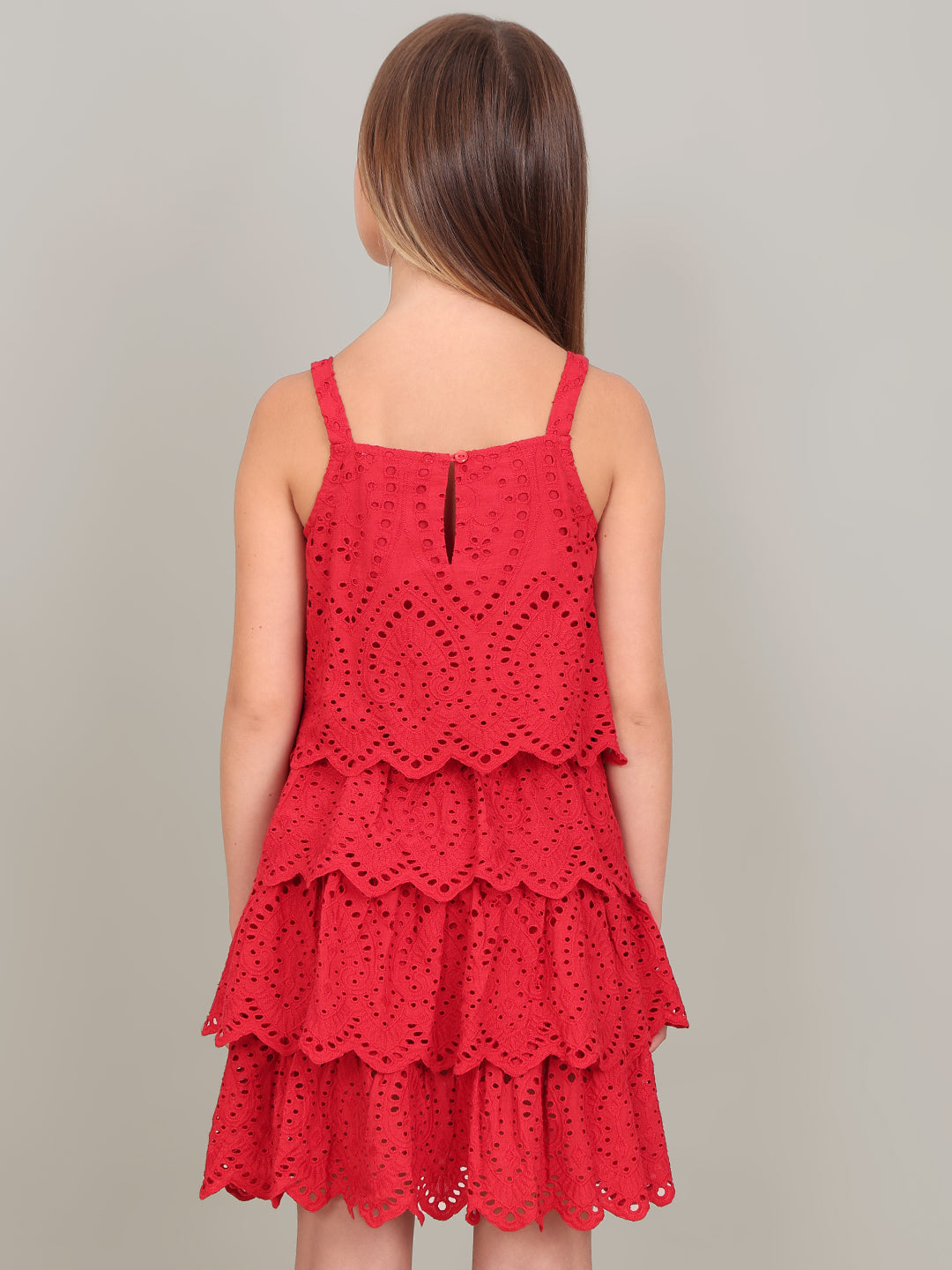 GIRL Red Lace Cotton Dress