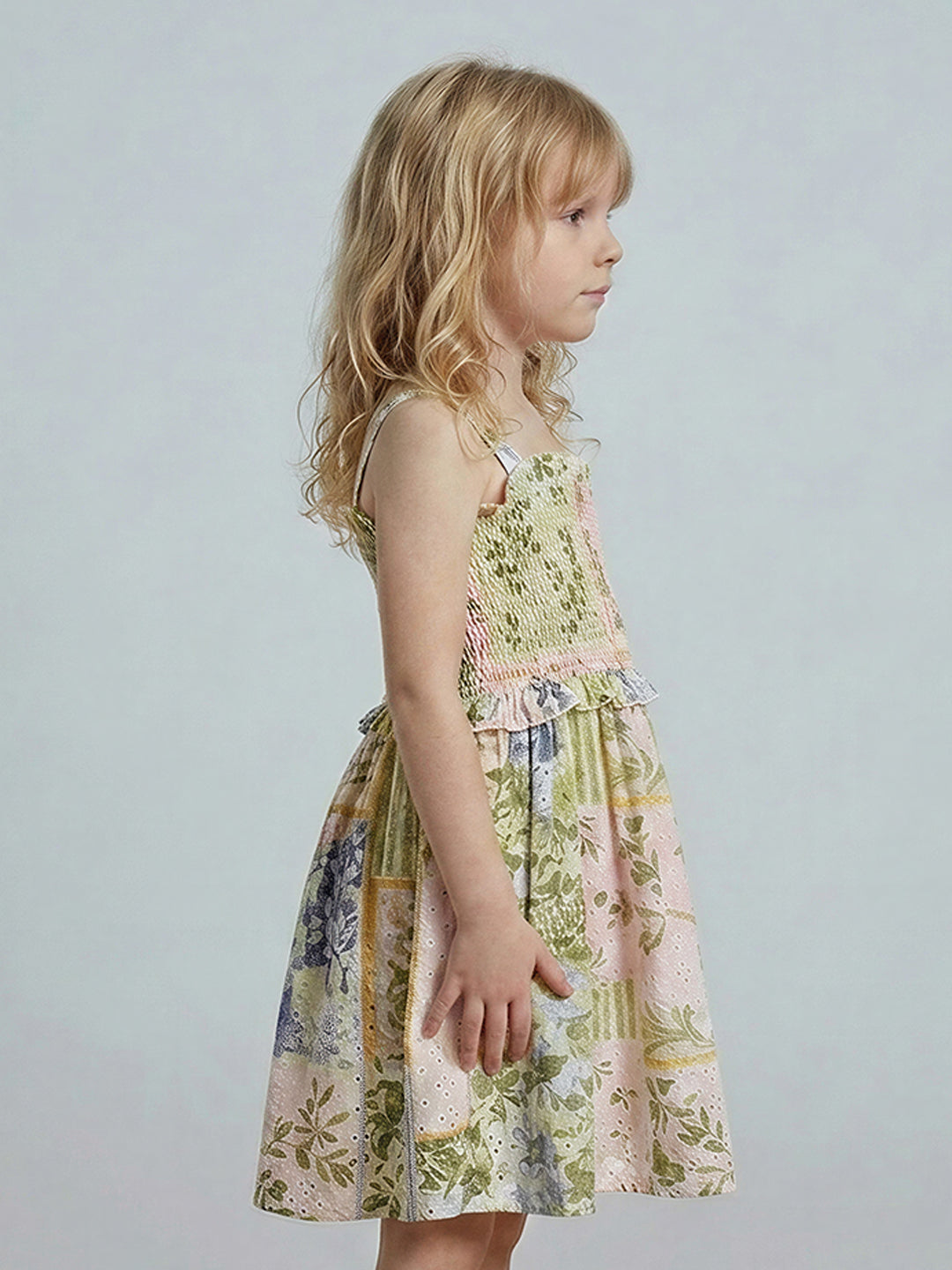 GIRLS Floral Print Smocked Dress