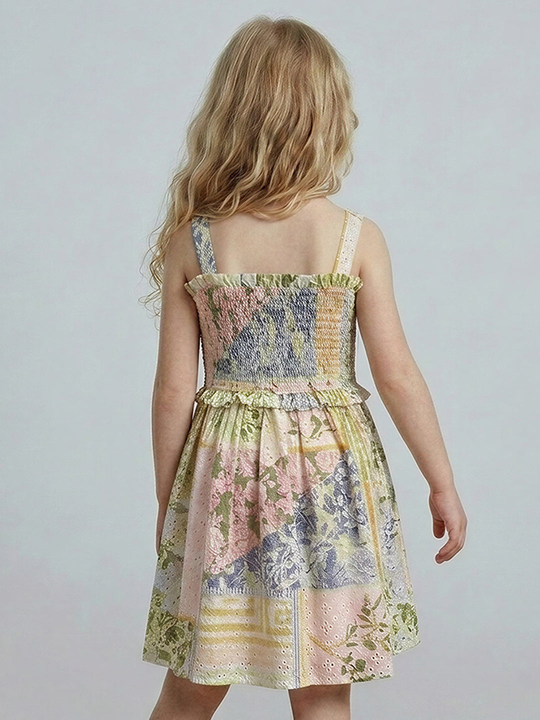 GIRLS Floral Print Smocked Dress