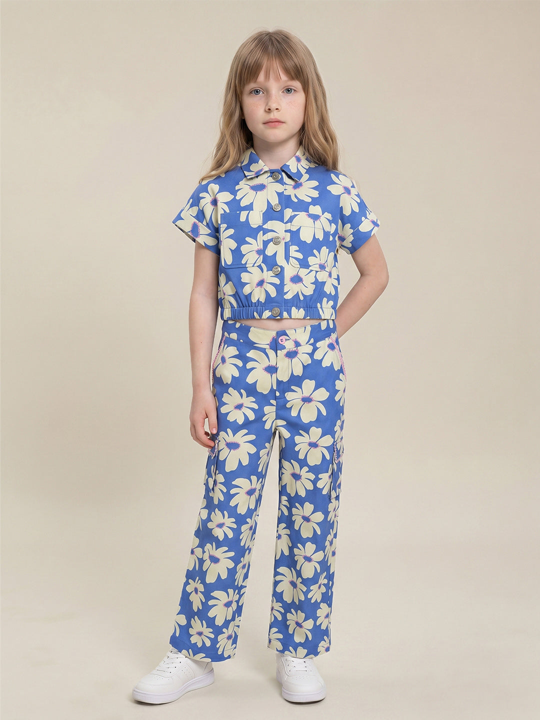 GIRLS Blue Floral Pants