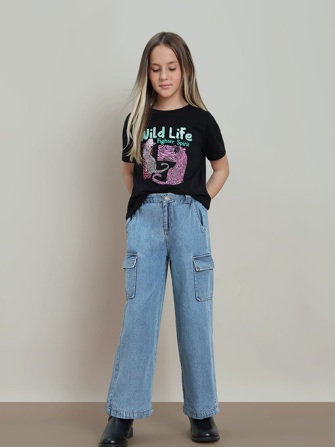 GIRL Blue Denim Cargo Pants