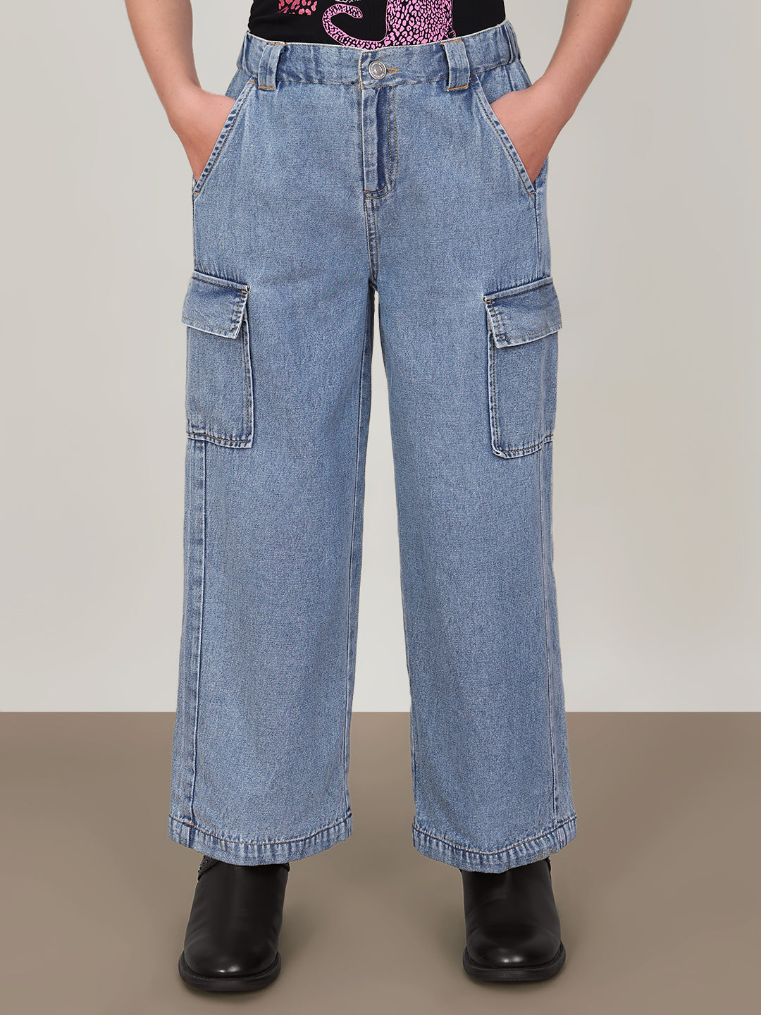 GIRL Blue Denim Cargo Pants