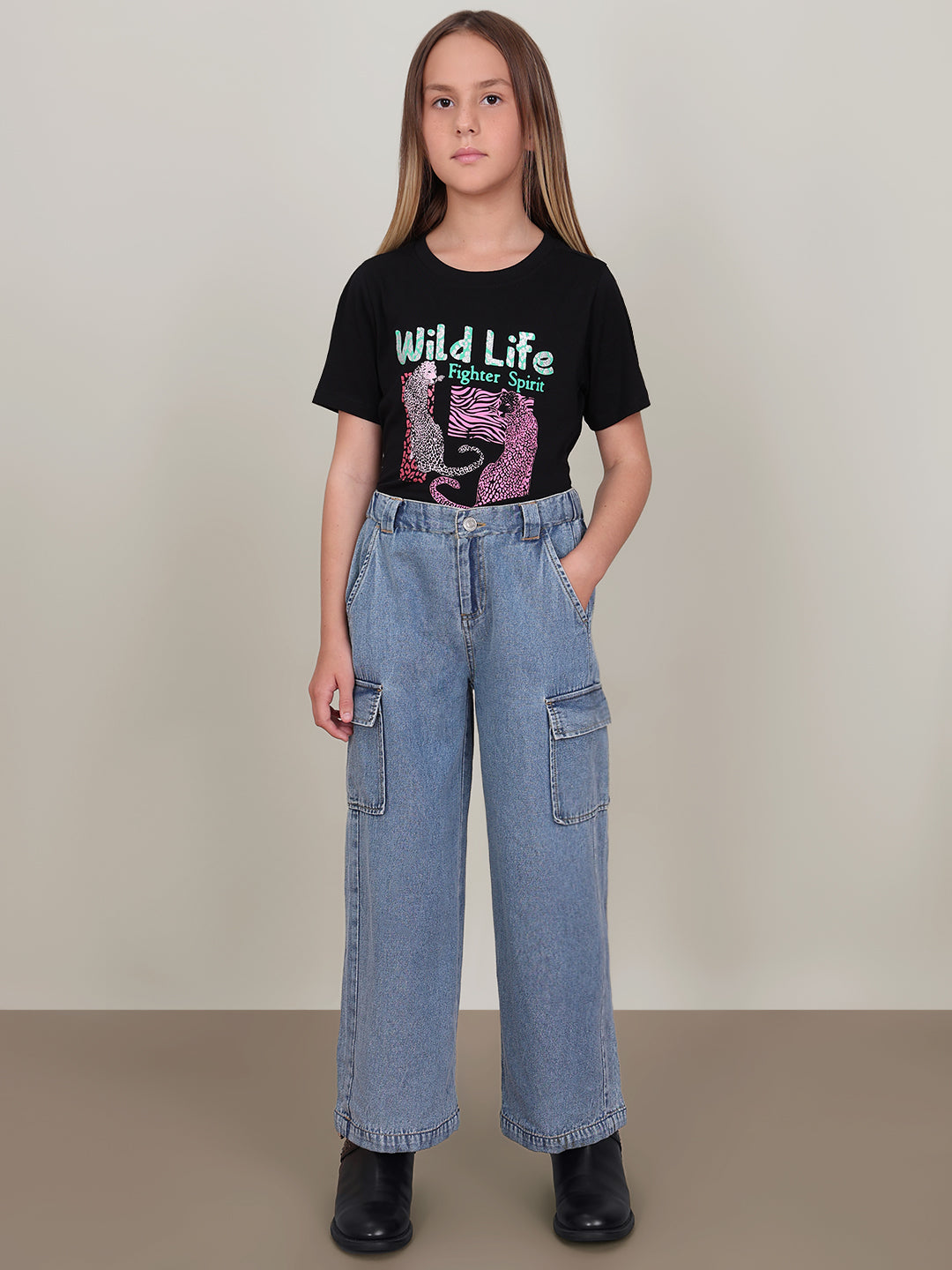 GIRL Blue Denim Cargo Pants