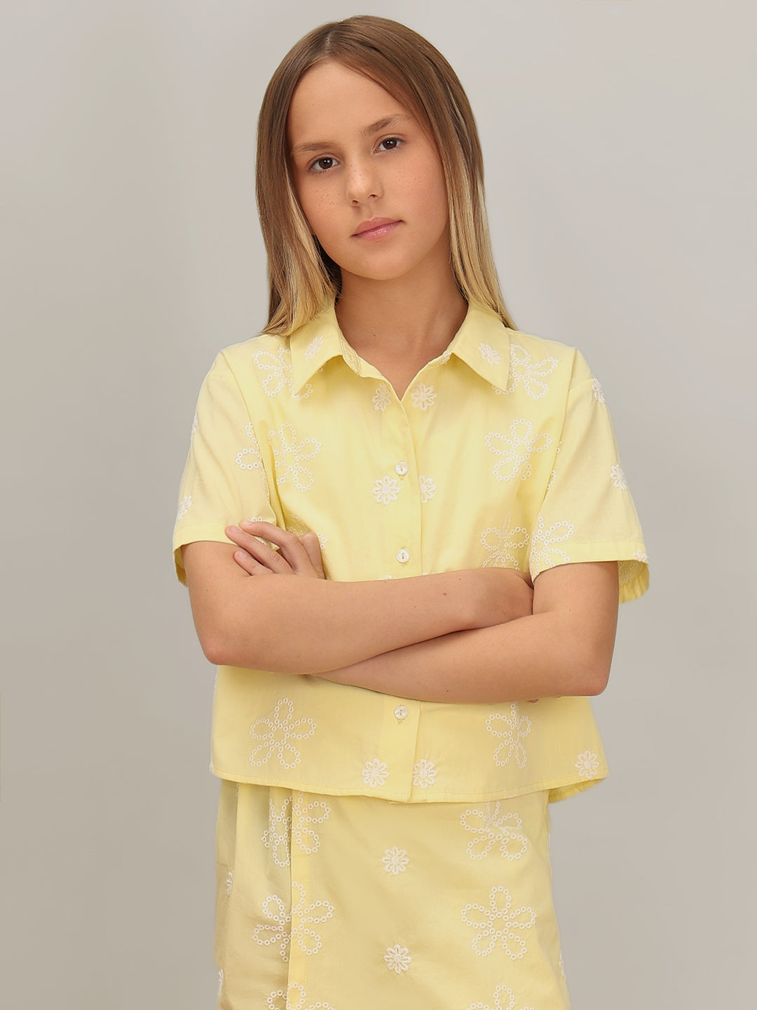 GIRL Yellow Embroidered Shirt
