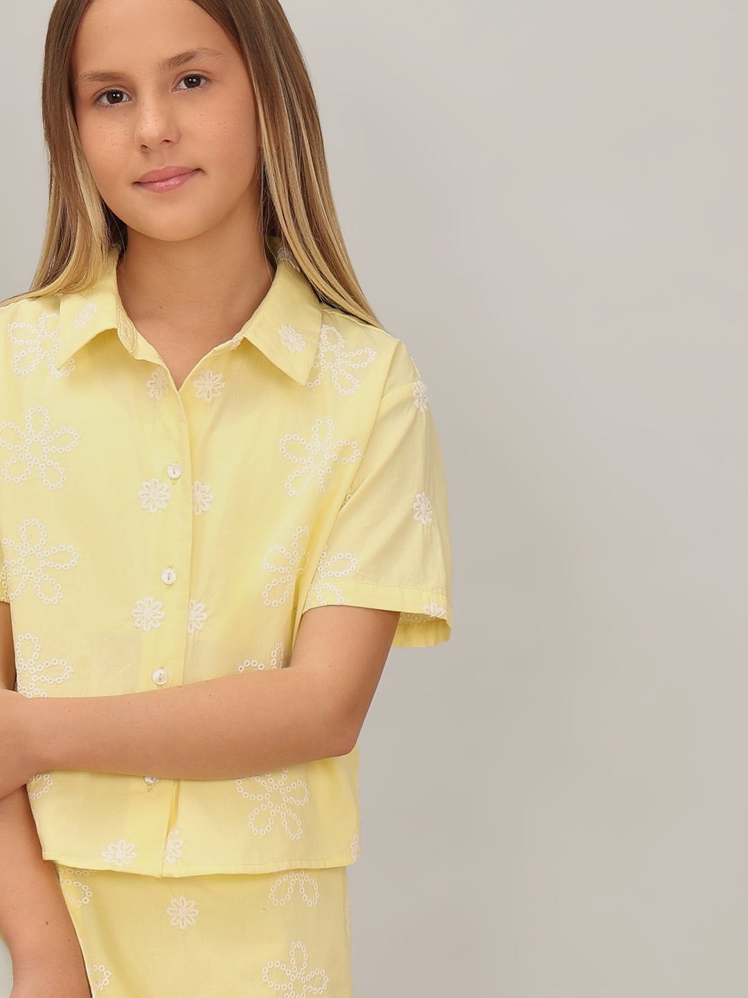 GIRL Yellow Embroidered Shirt