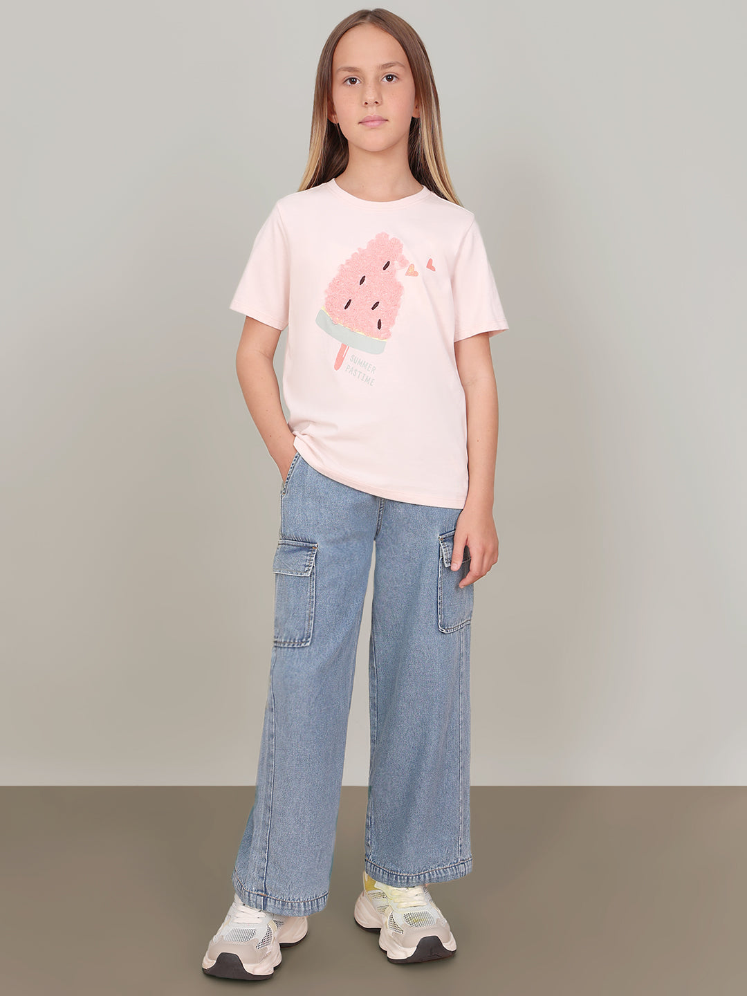 GIRL Pink Ice-Cream Print T-shirt