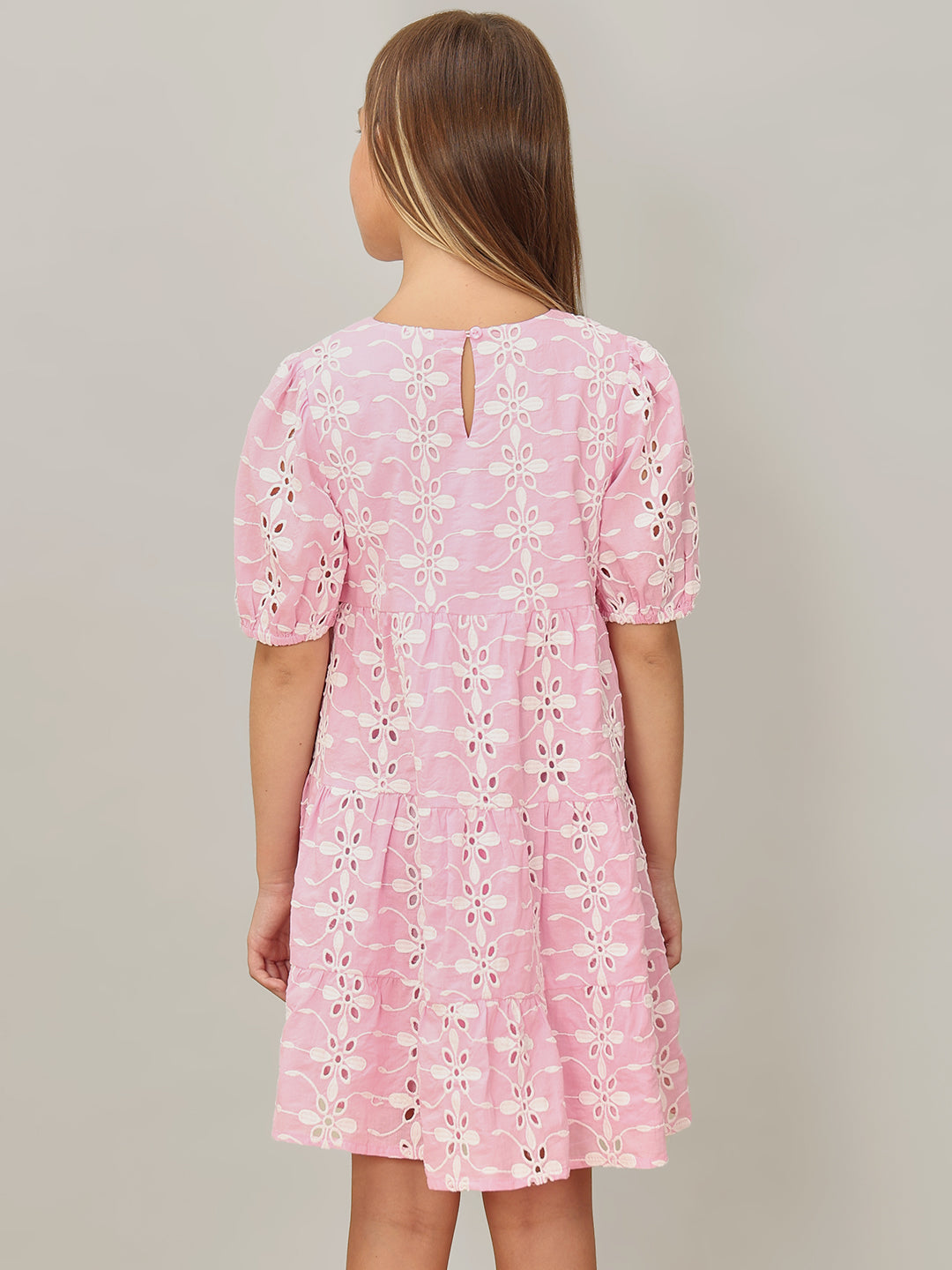 GIRL Pink Embroidered Cotton Dress