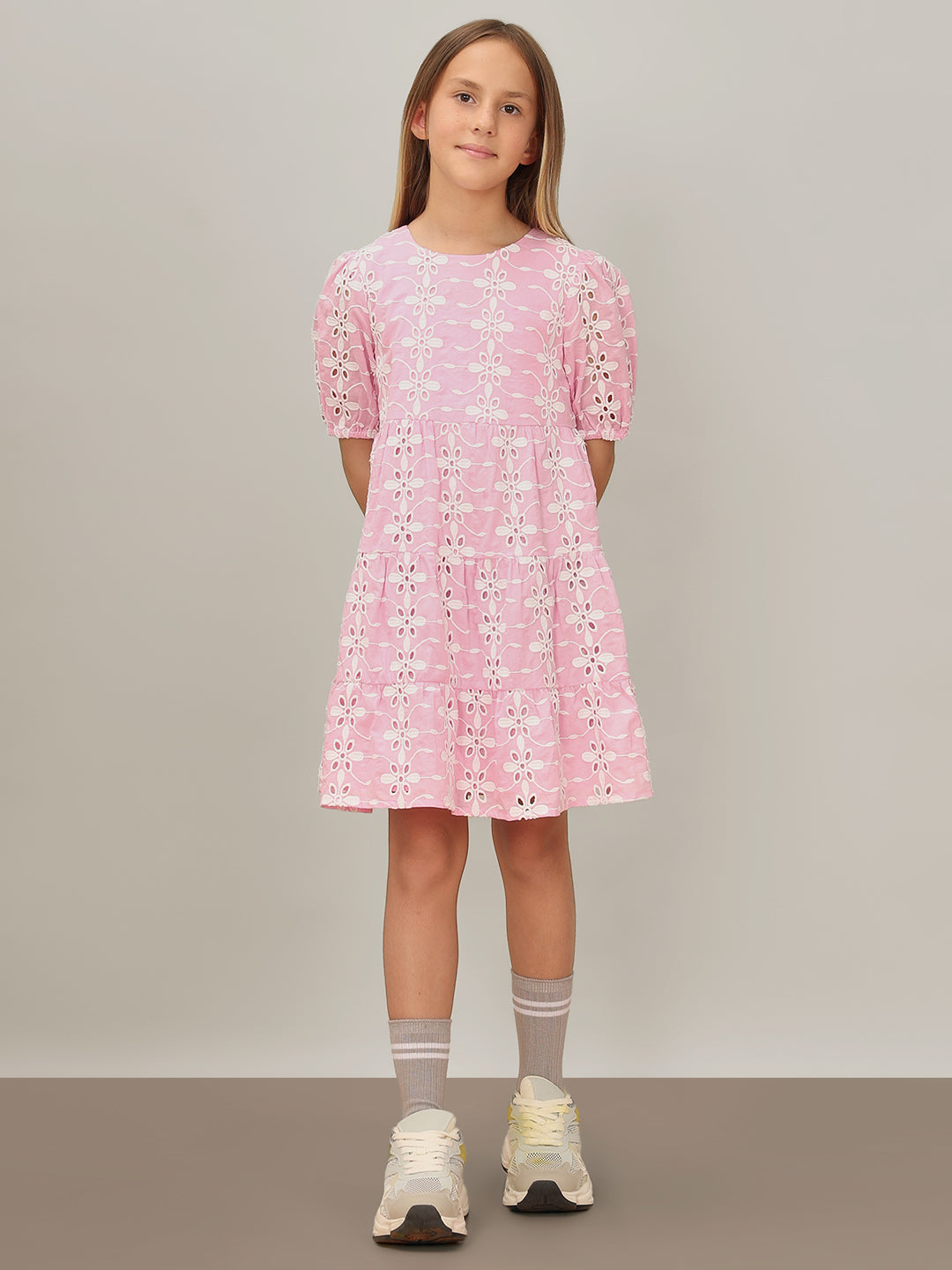 GIRL Pink Embroidered Cotton Dress