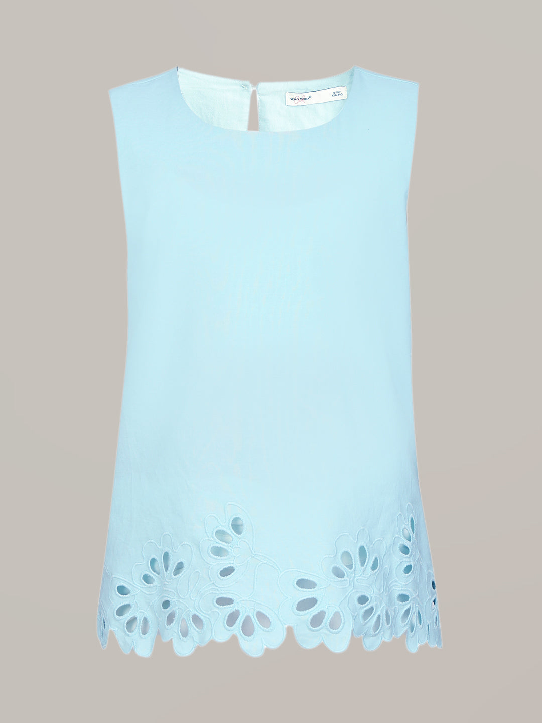 GIRL Blue Cut-Work Sleeveless Top
