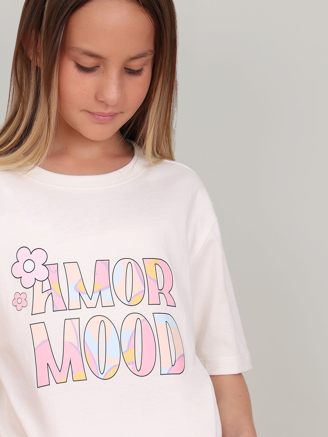 GIRL White Printed Cotton T-shirt