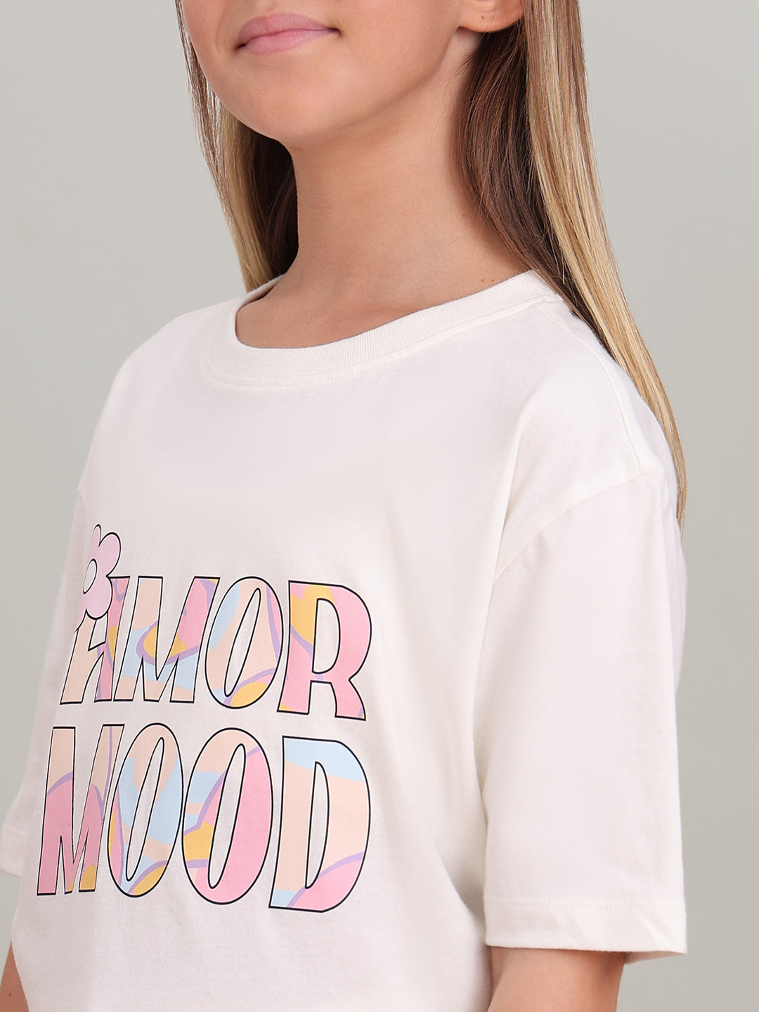 GIRL White Printed Cotton T-shirt