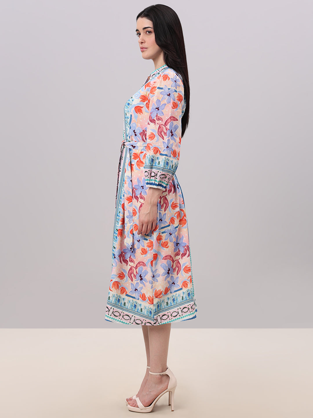 Multi-Colour Printed Midi Dress