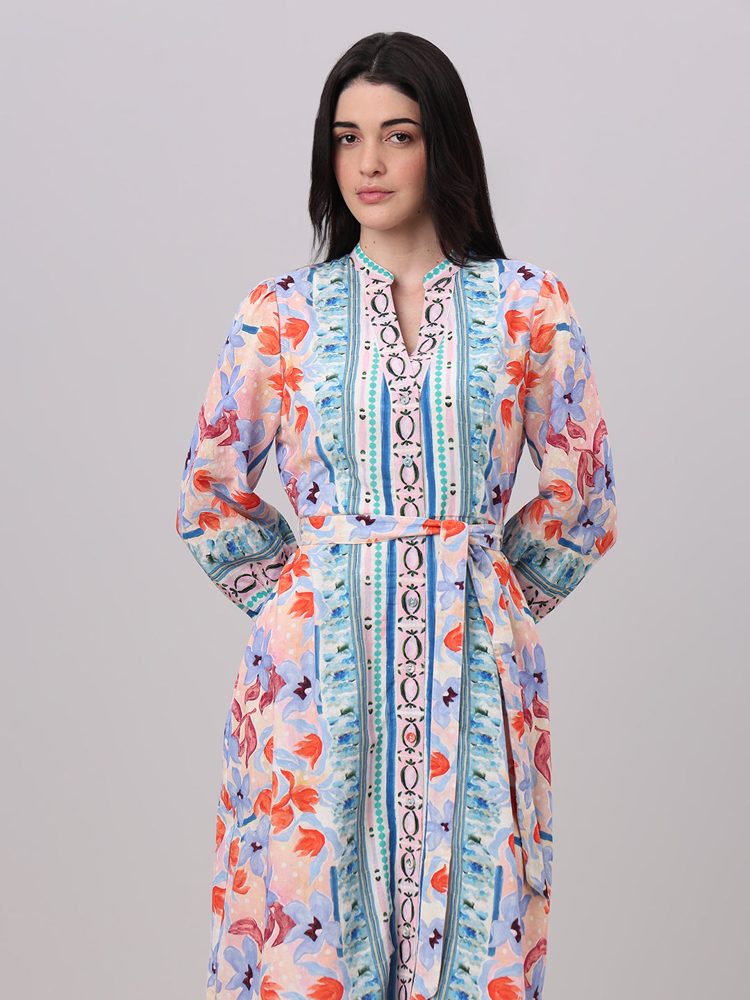 Multi-Colour Printed Midi Dress