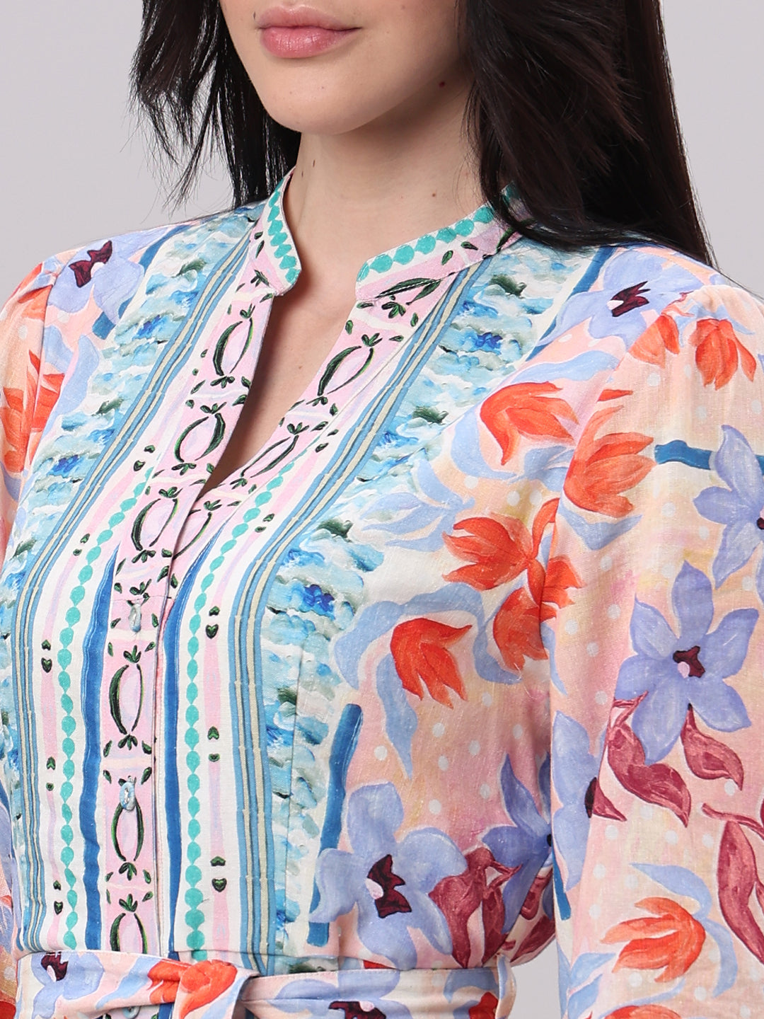 Multi-Colour Printed Midi Dress