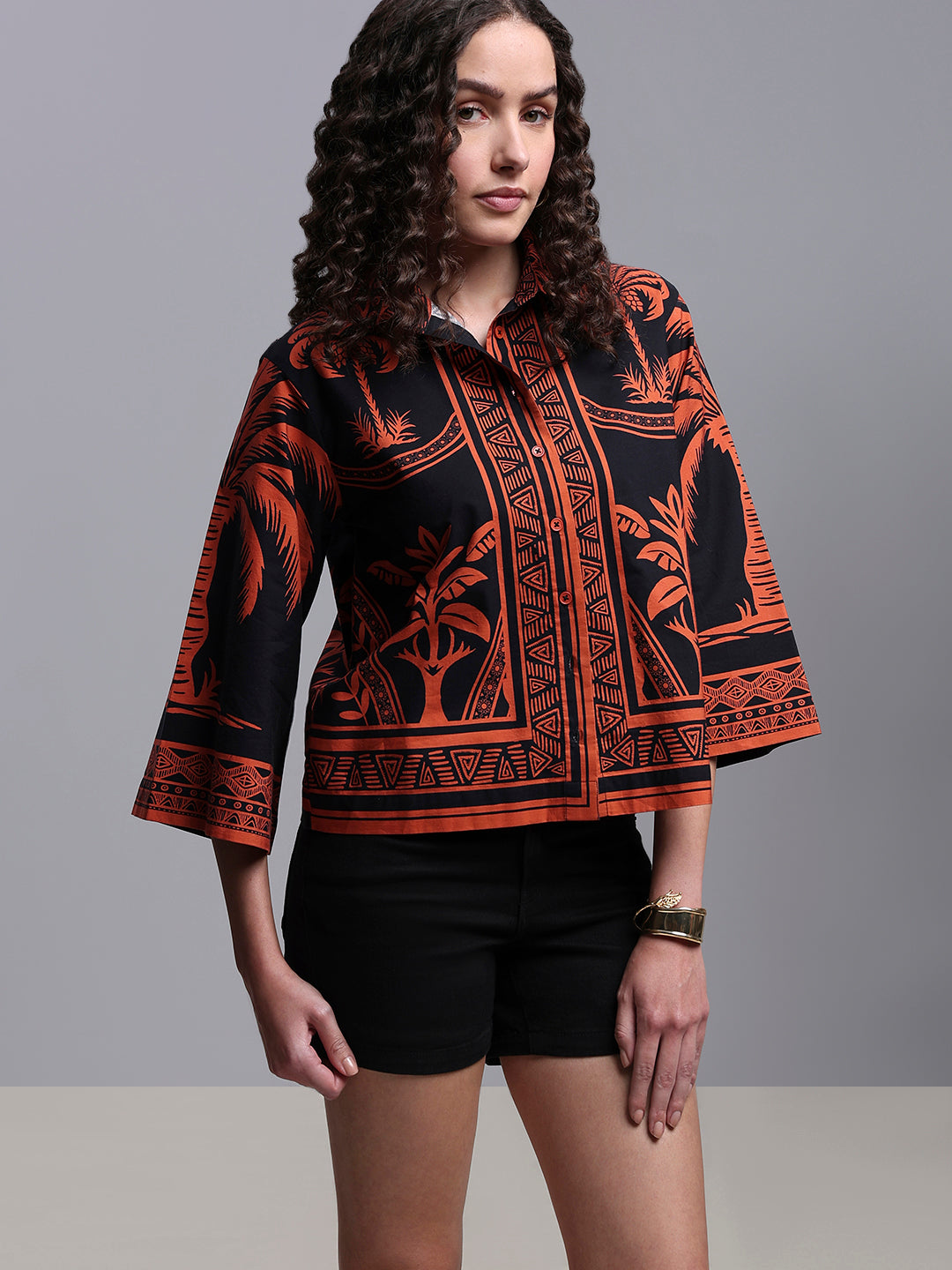 Black Printed Cotton Shirt