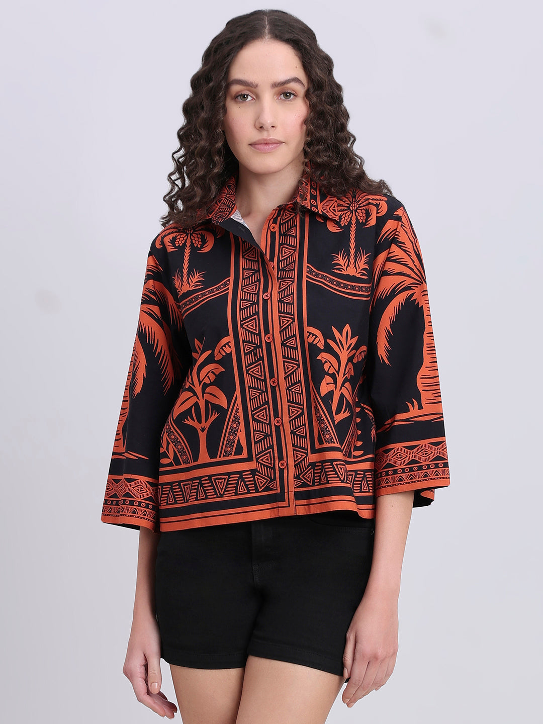 Black Printed Cotton Shirt
