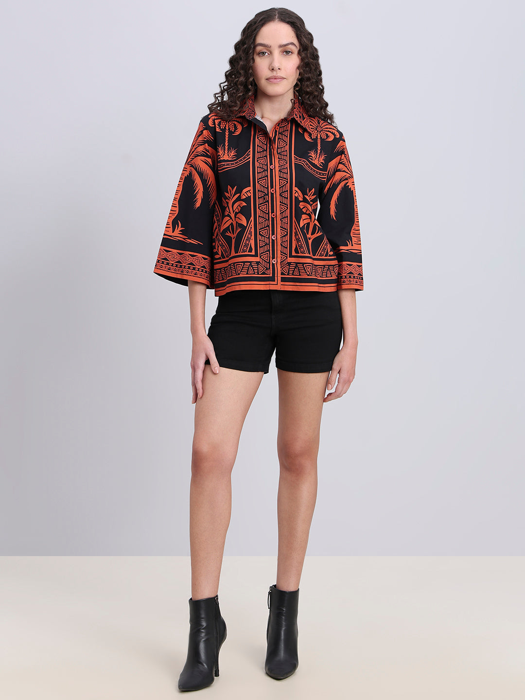 Black Printed Cotton Shirt