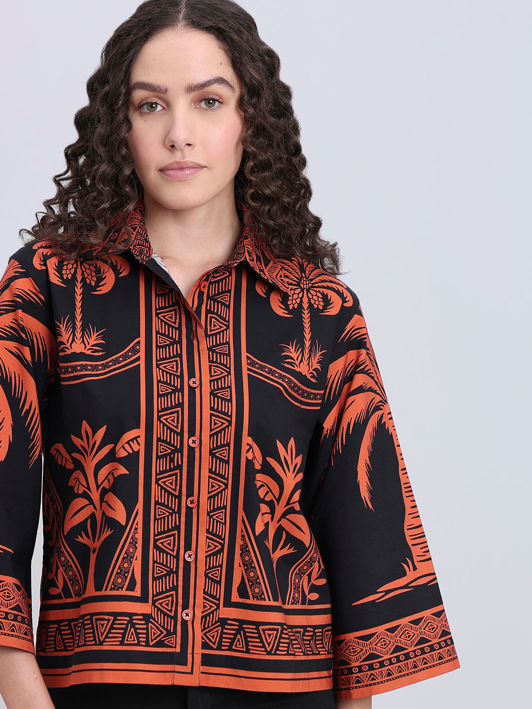 Black Printed Cotton Shirt