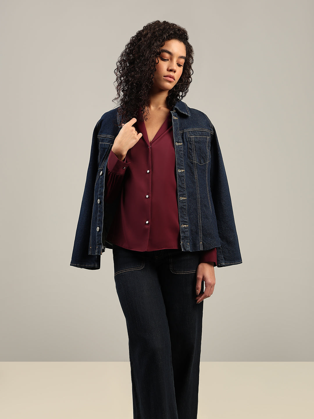 Shawl Collar Full Sleeves Top