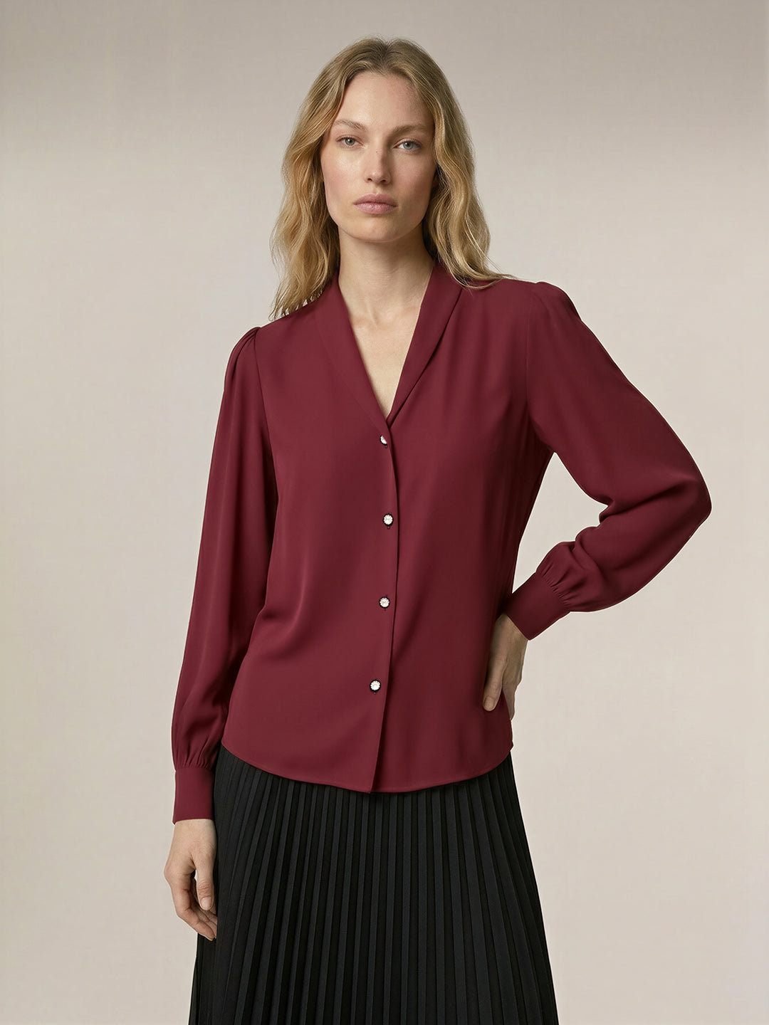 Shawl Collar Full Sleeves Top