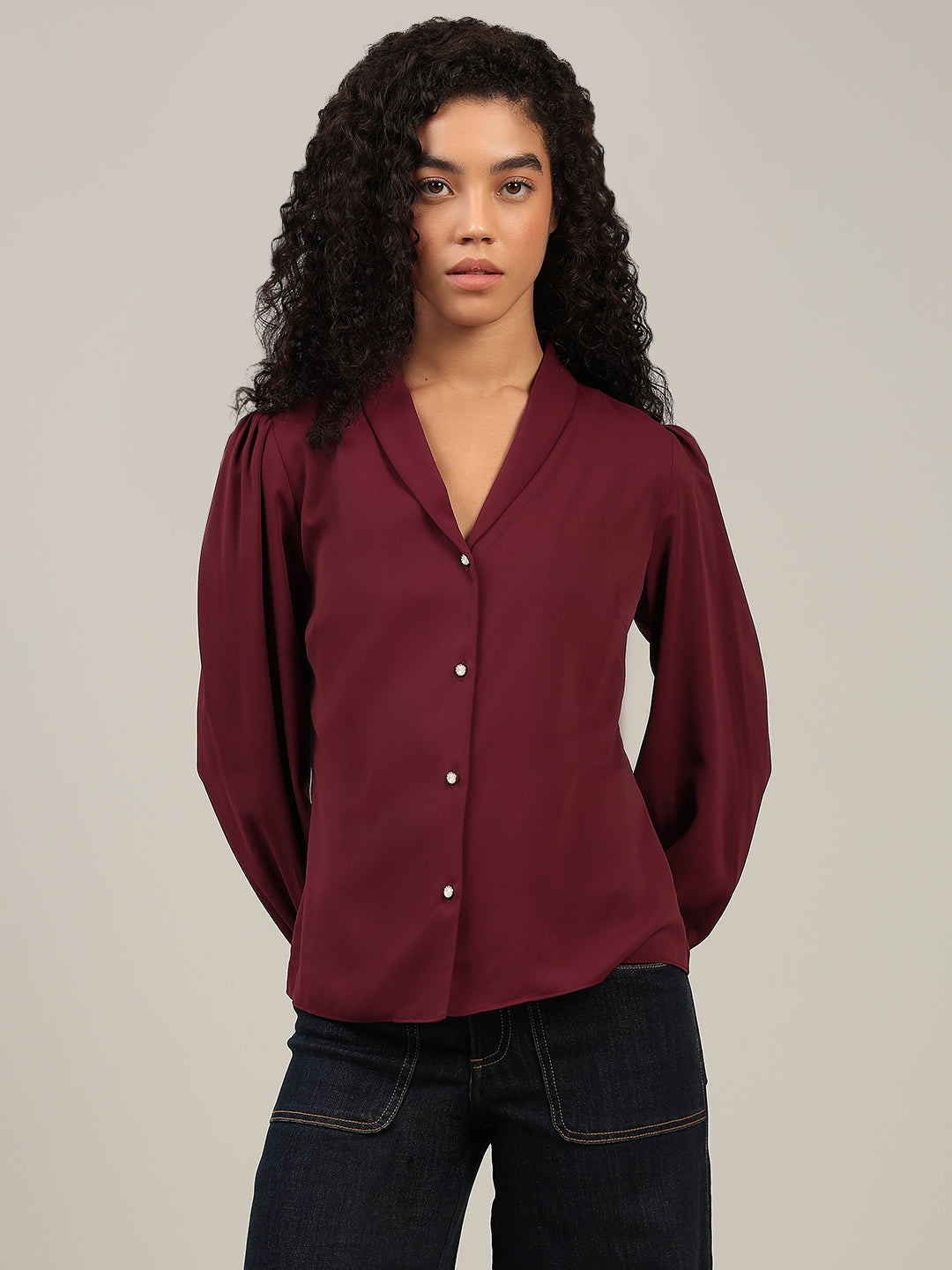 Shawl Collar Full Sleeves Top