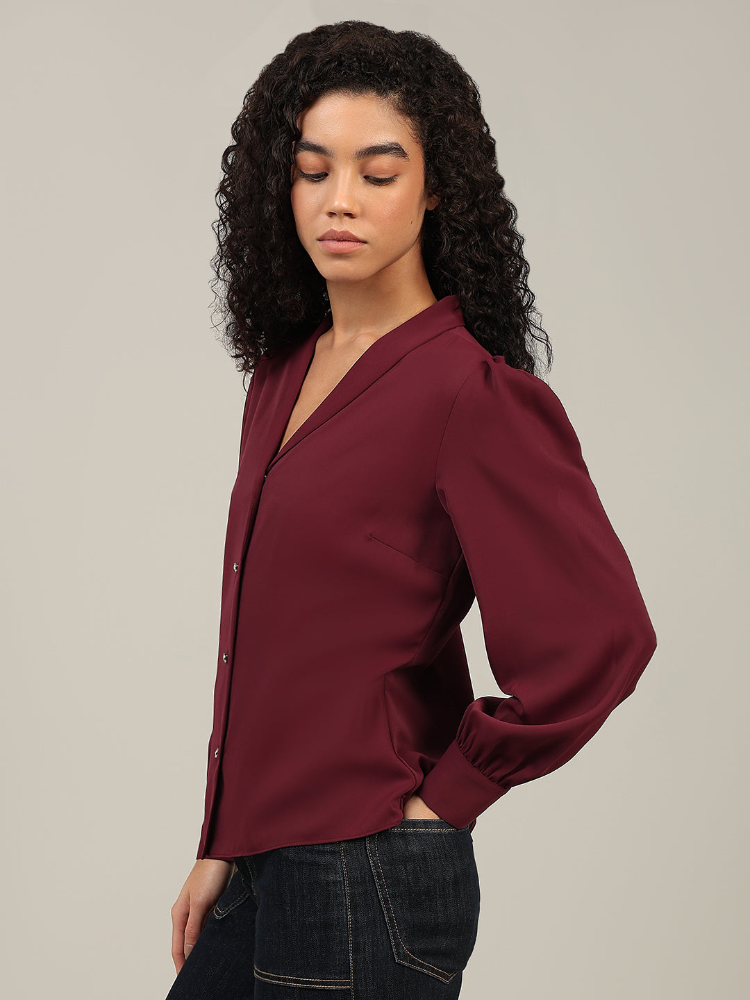 Shawl Collar Full Sleeves Top
