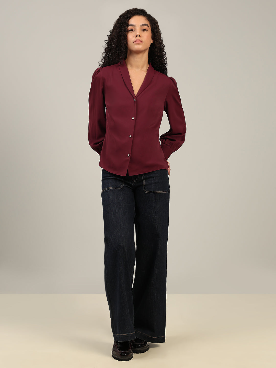 Shawl Collar Full Sleeves Top