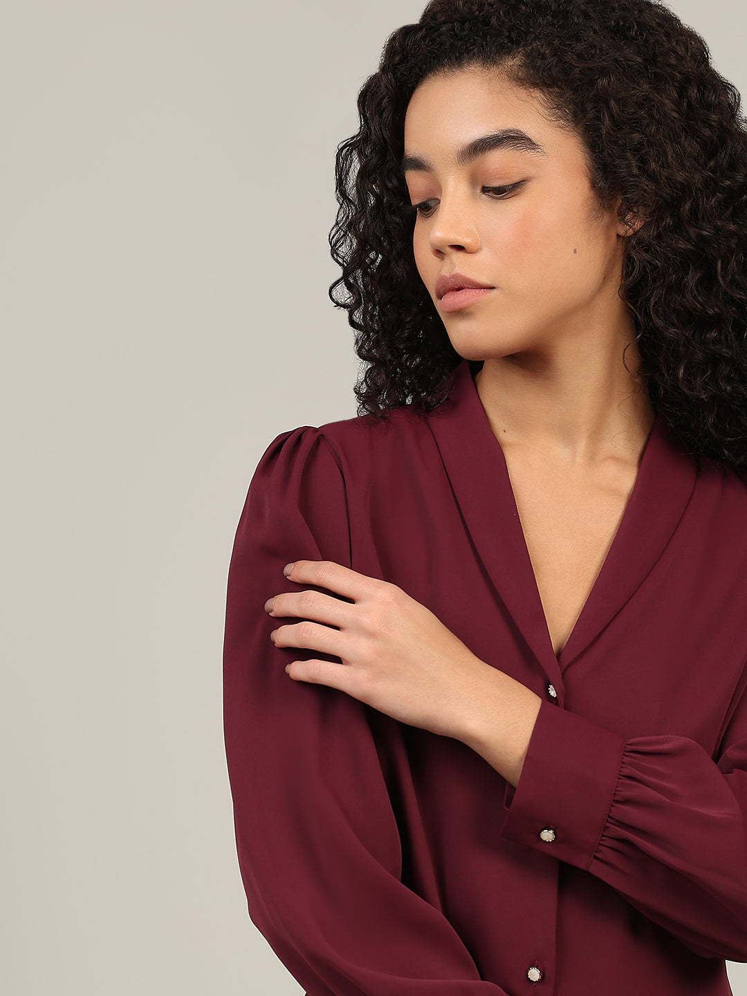 Shawl Collar Full Sleeves Top
