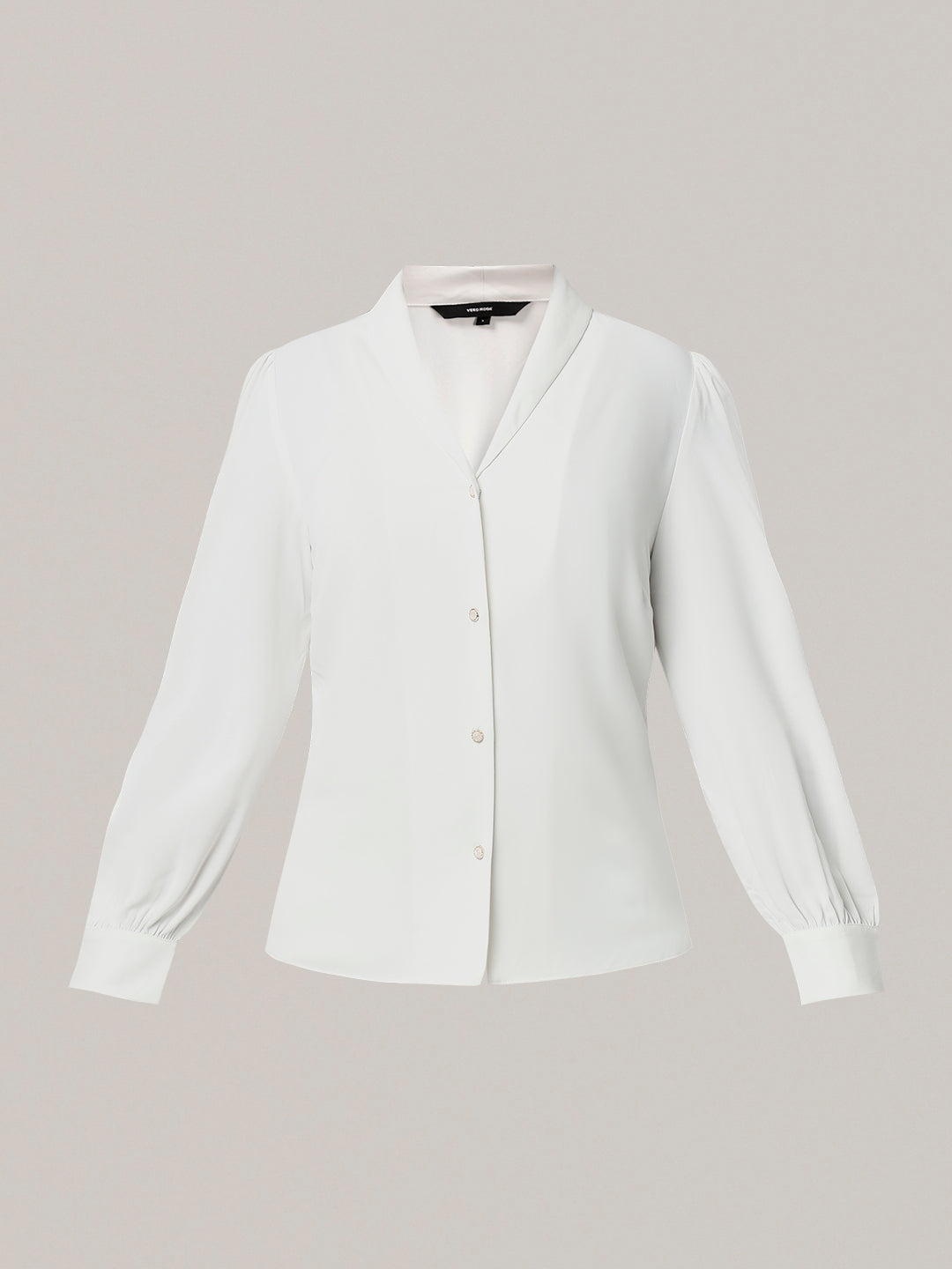 Shawl Collar Full Sleeves Top - White