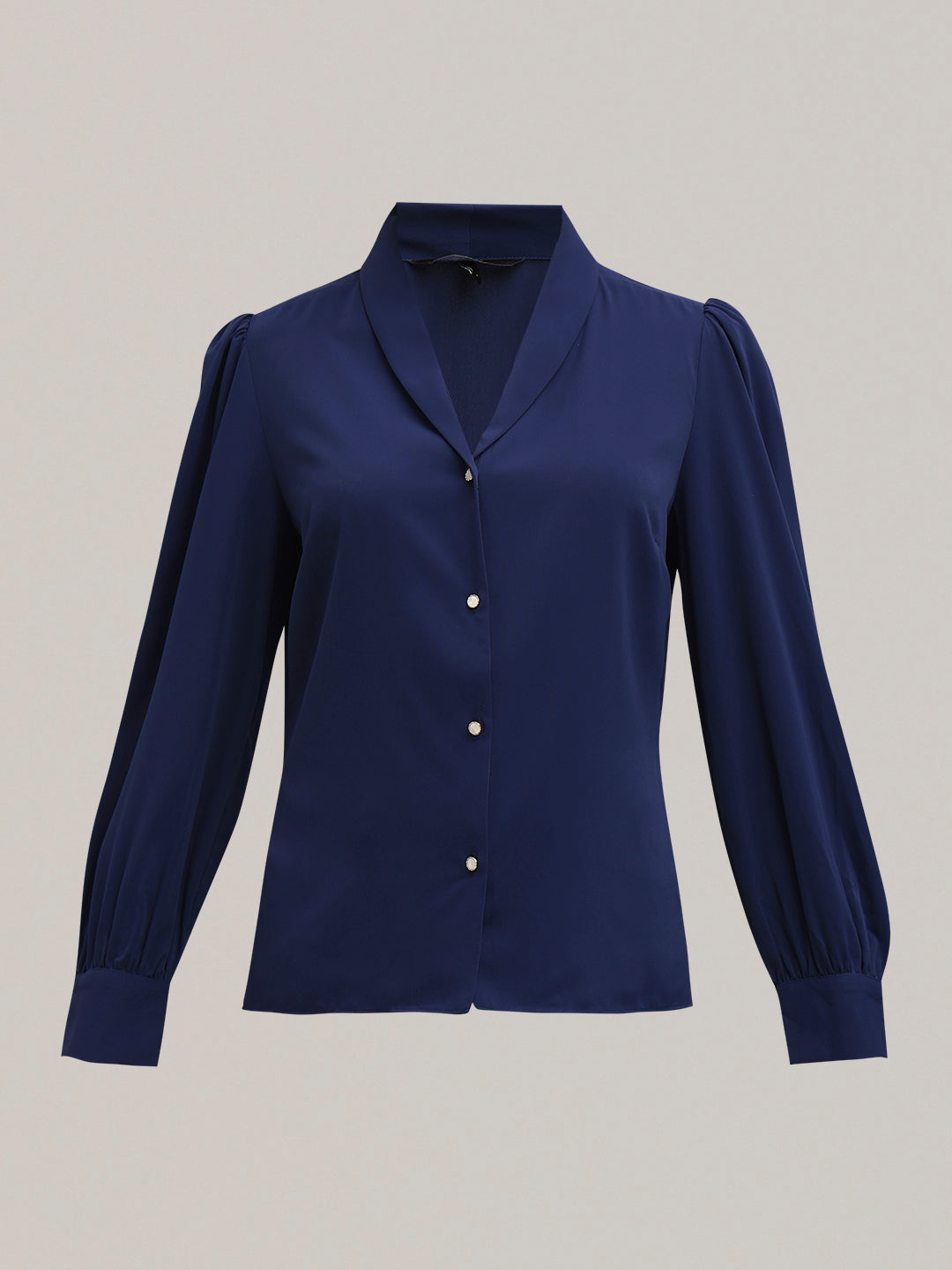 Shawl Collar Full Sleeves Top - Blue