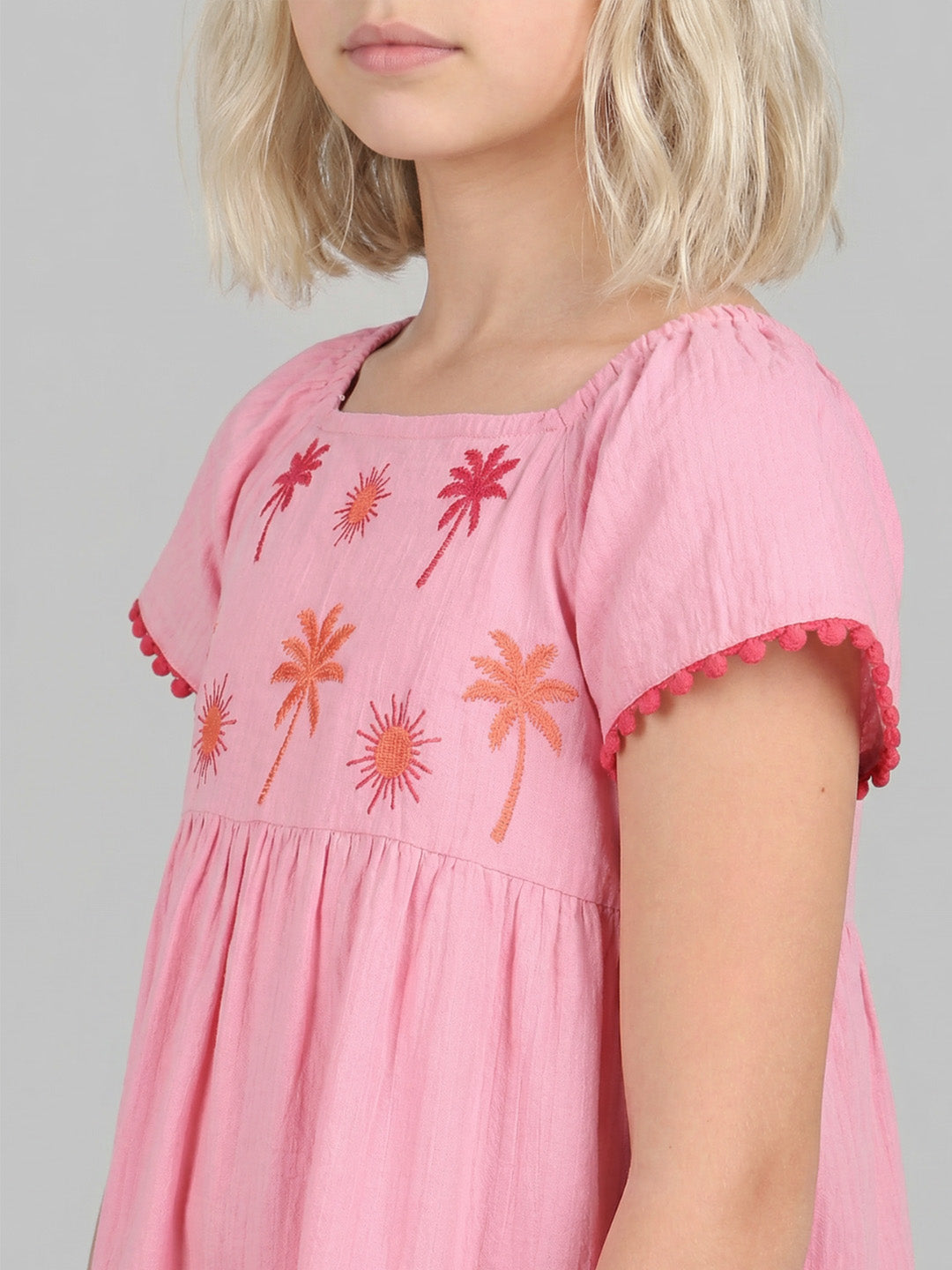 GIRLS Pink Embroidered Dress