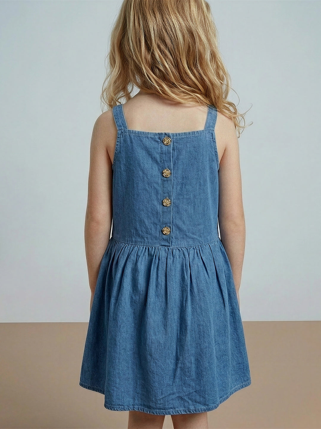 GIRLS Blue Floral Embroidered Dress