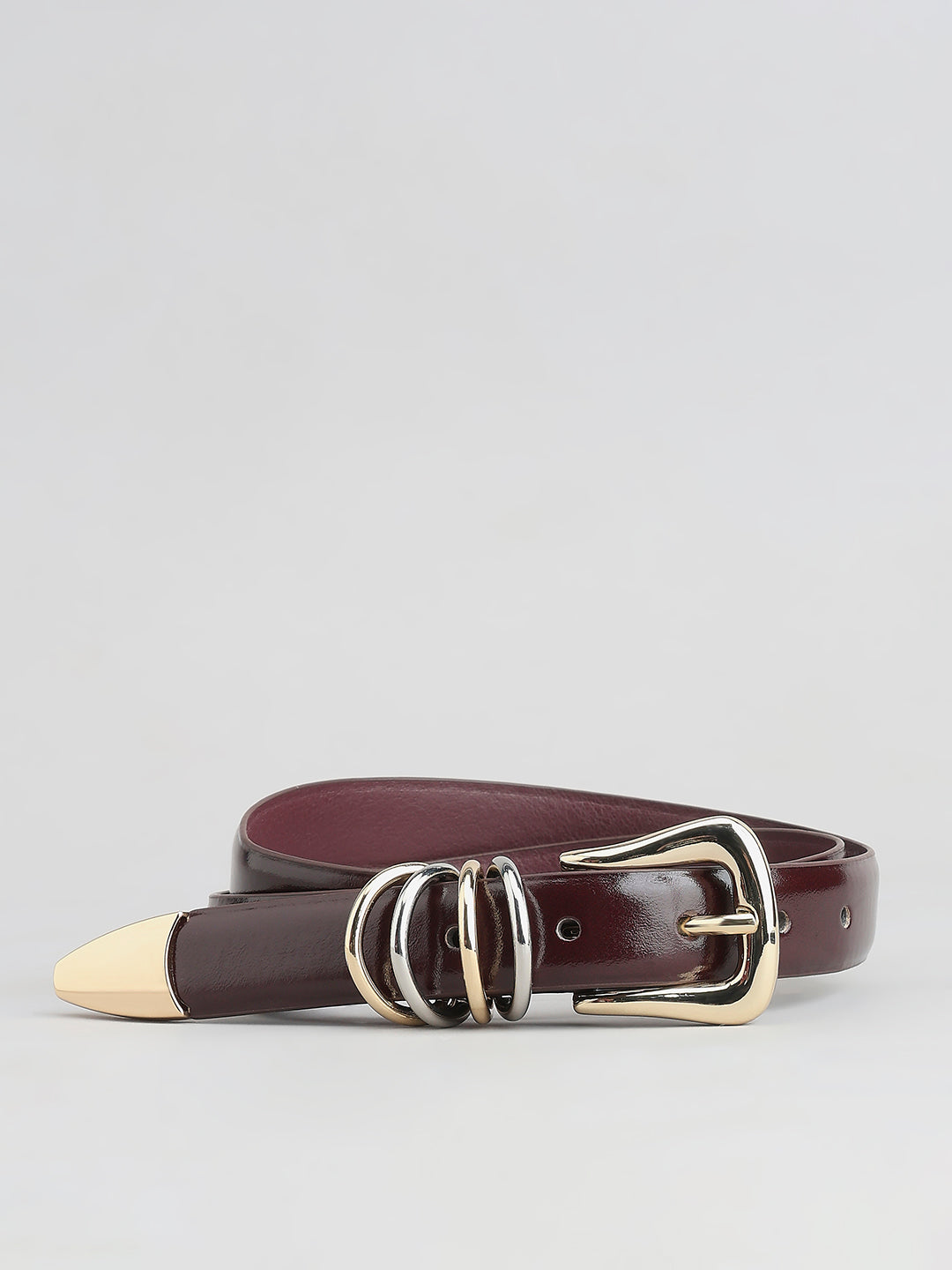 Burgundy Golden Buckle Belt