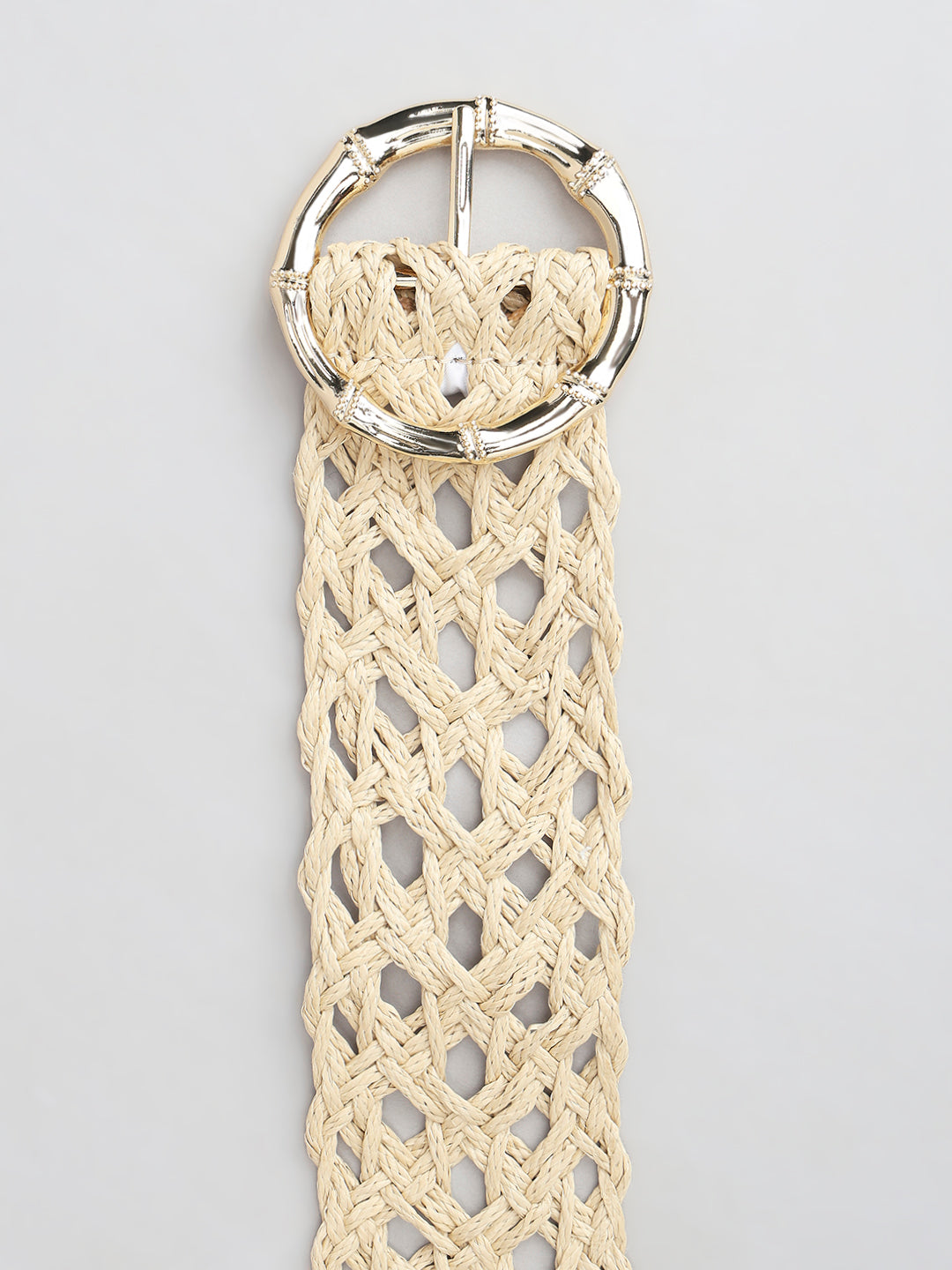 Beige Straw Waist Belt