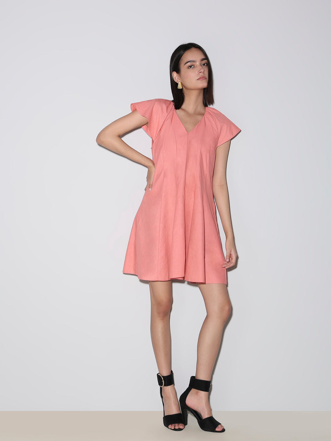 V-Neck Fit & Flare Dress