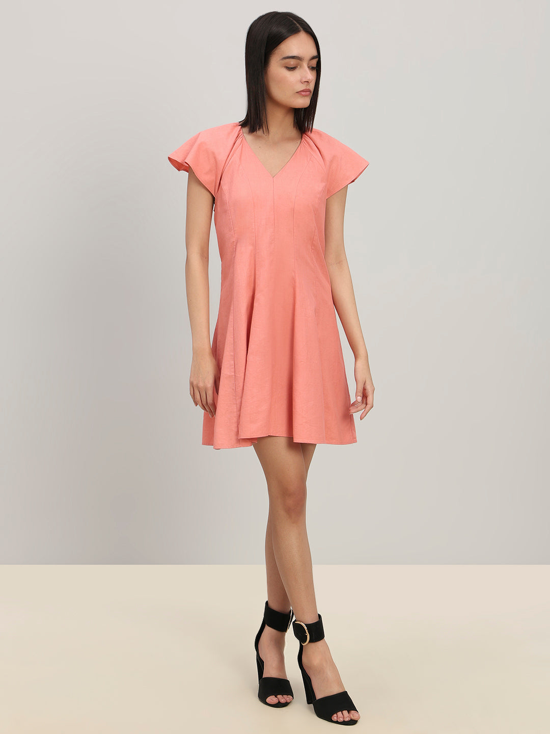 V-Neck Fit & Flare Dress