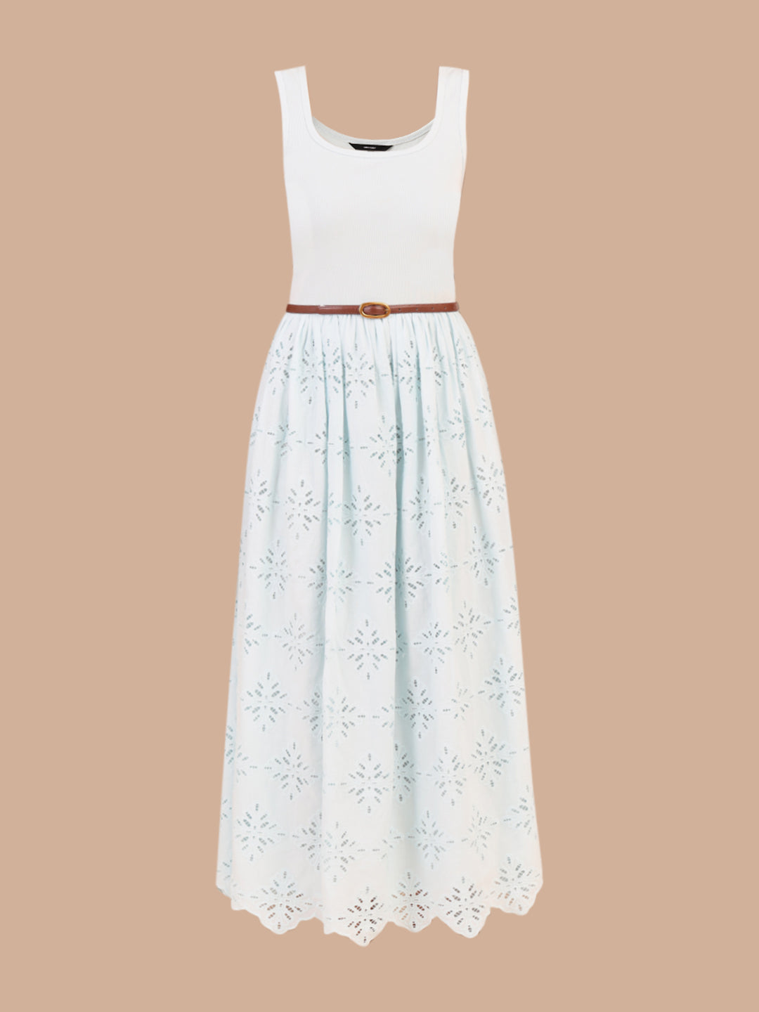 Blue Lace Cotton Midi Dress