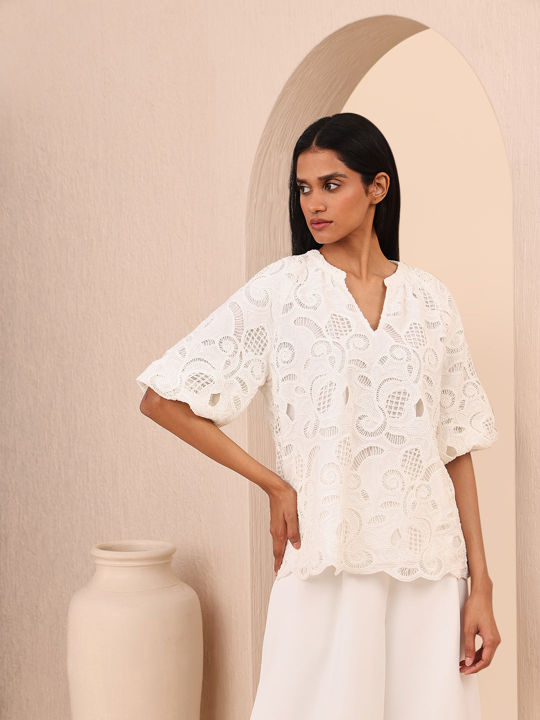 White Lace Cotton Top