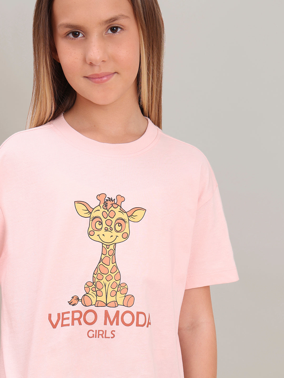 GIRL Pink Giraffe Print Cotton T-shirt