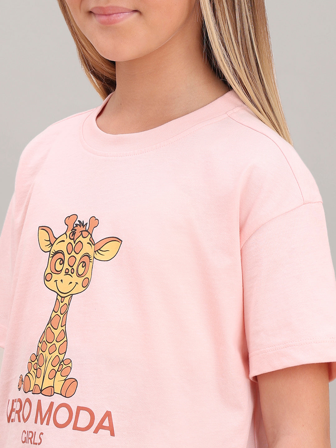 GIRL Pink Giraffe Print Cotton T-shirt
